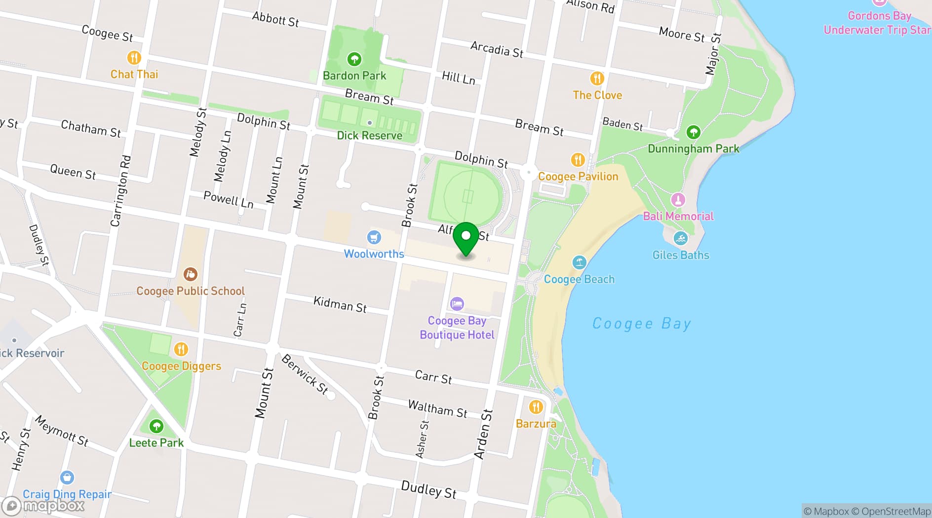 Map showing Yana Coogee