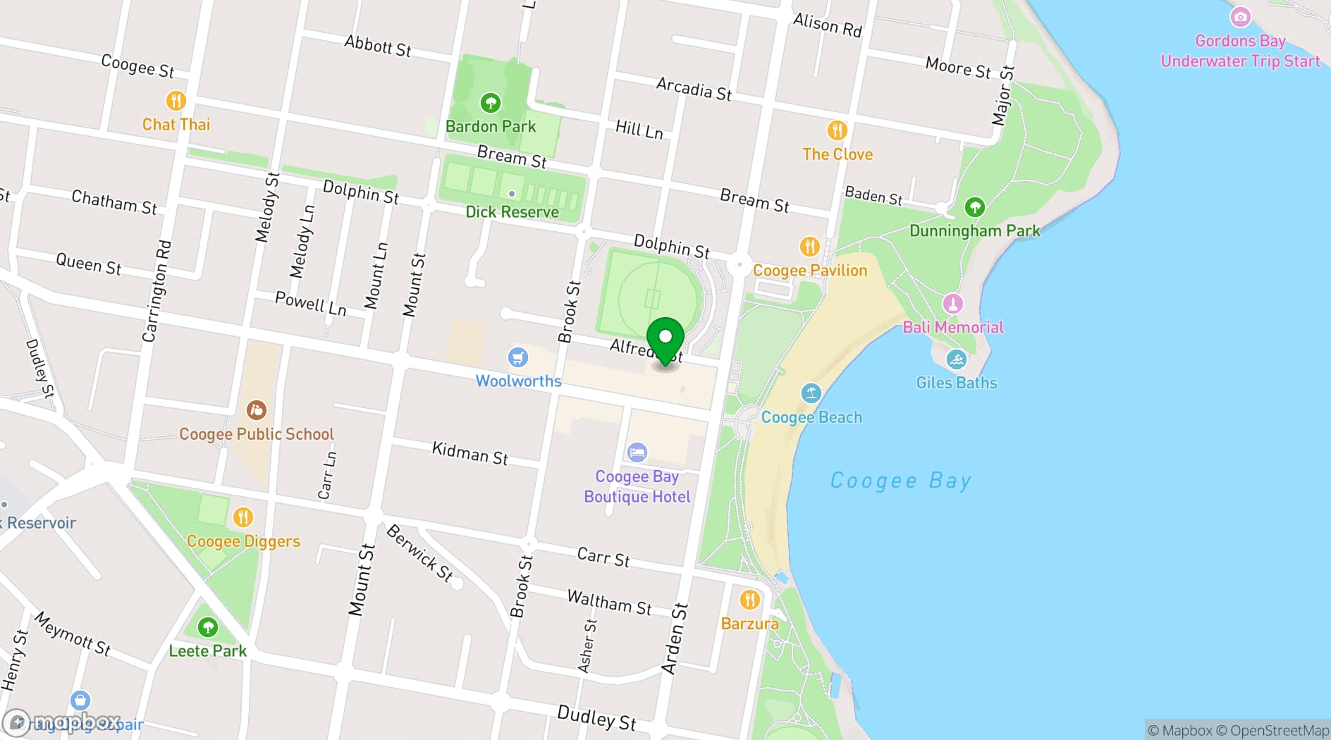 Map showing Osteria Coogee