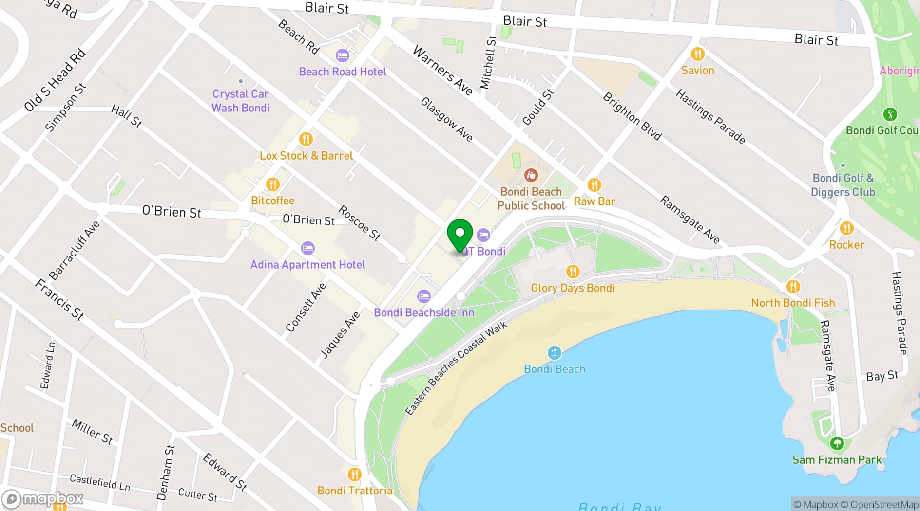 Map showing Hotel Bondi