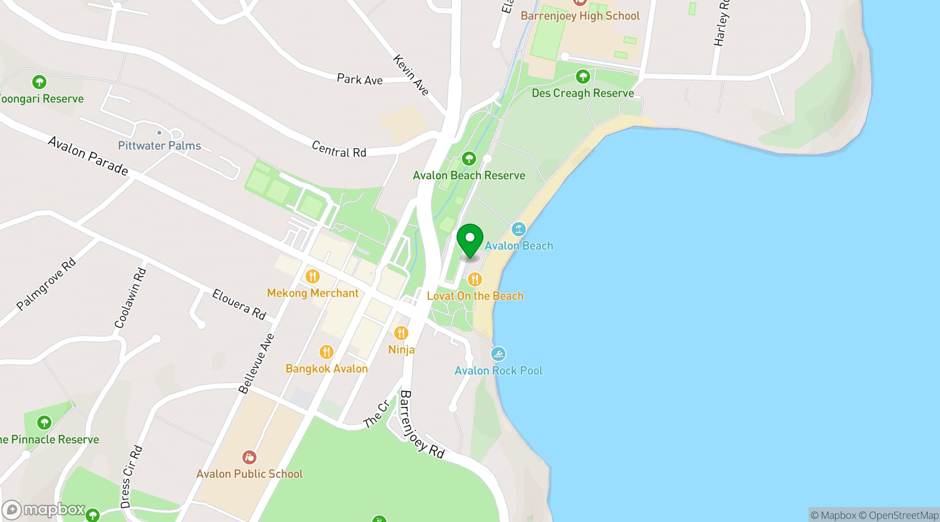 Map showing Avalon Beach SLSC