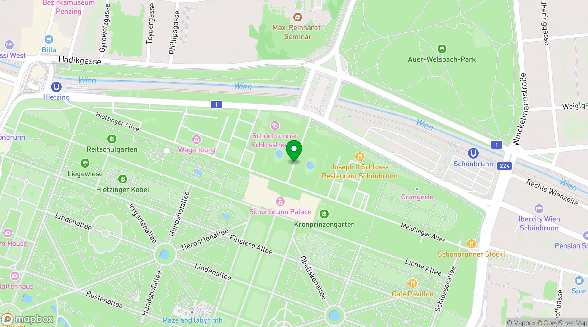 Map showing Schloss Schönbrunn