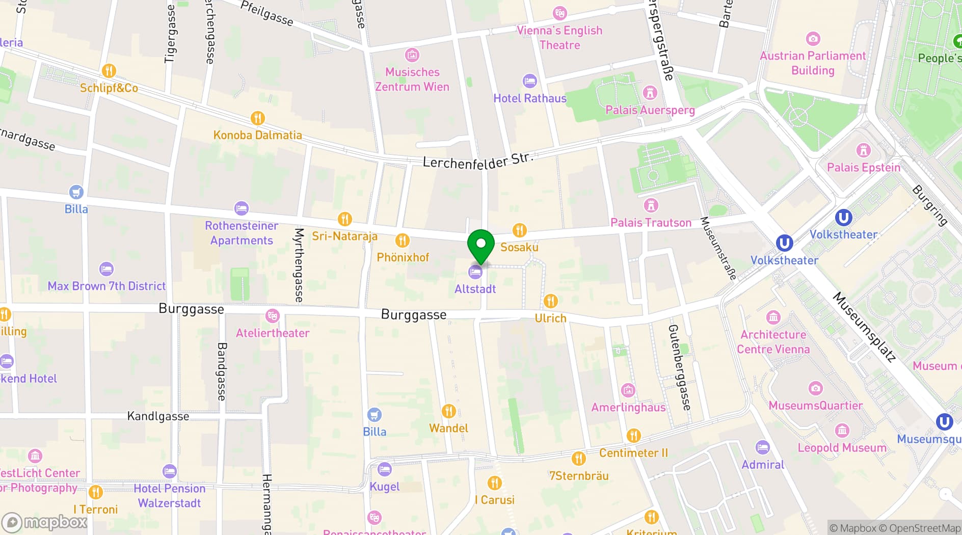 Map showing Altstadt Hotel Vienna
