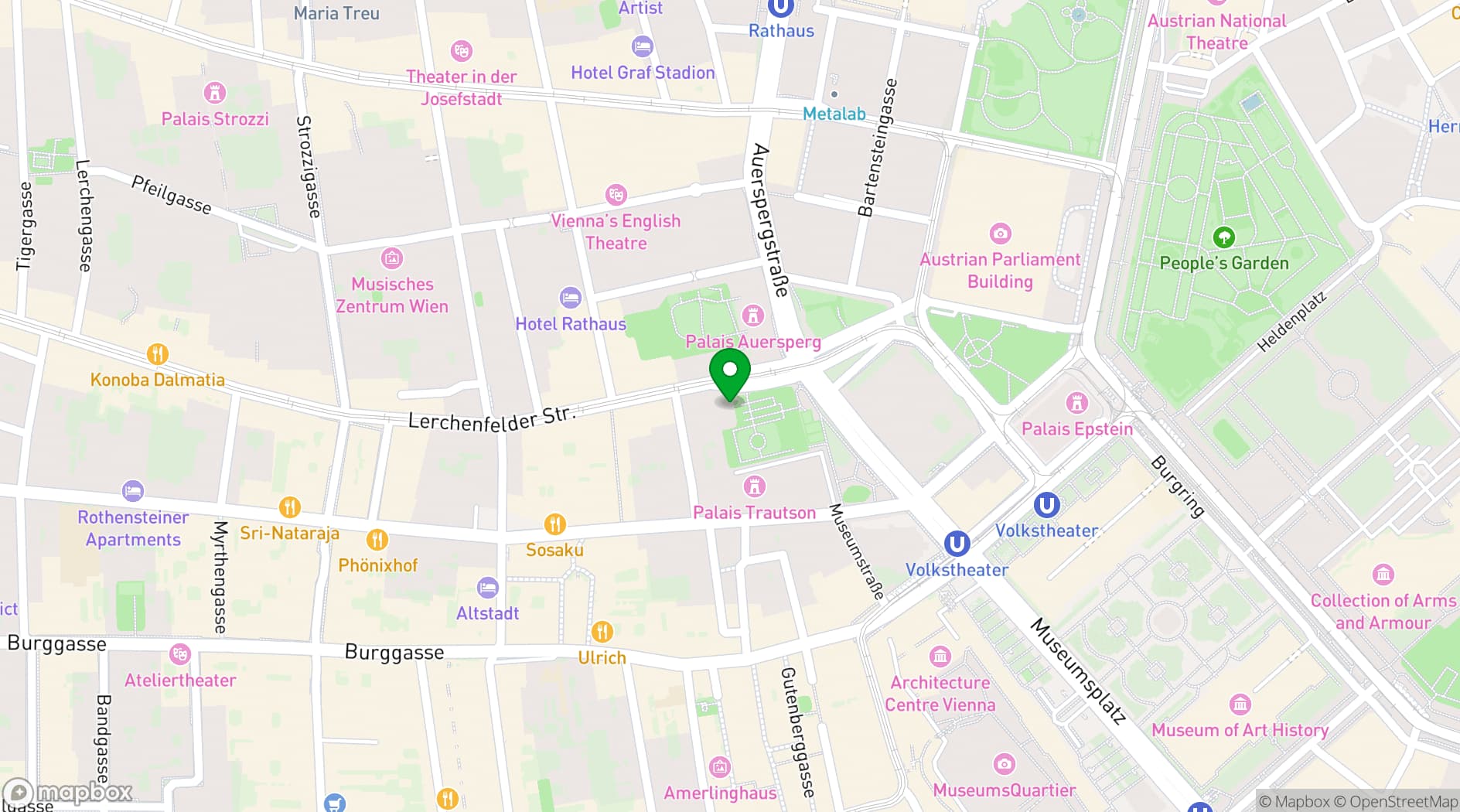 Map showing 25hours Hotels at MuseumsQuartier
