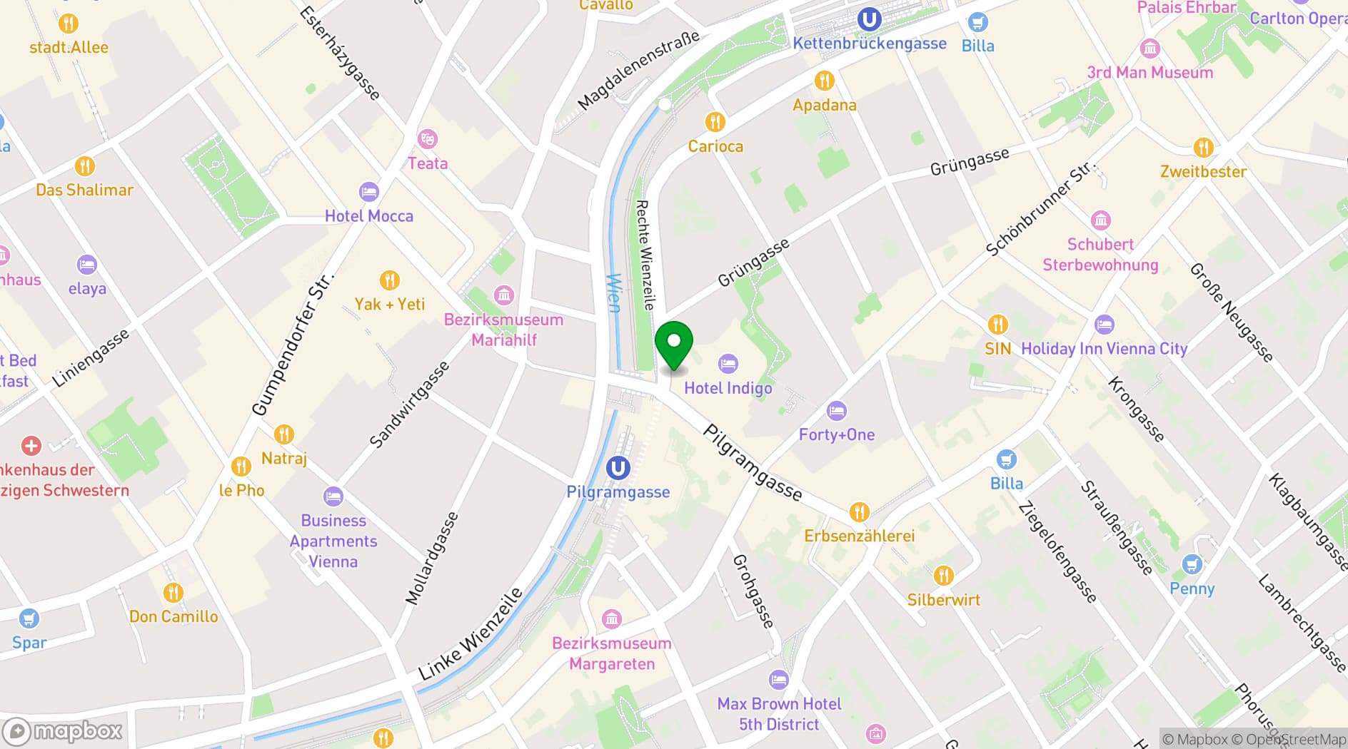 Map showing Hotel Indigo Vienna - Naschmarkt
