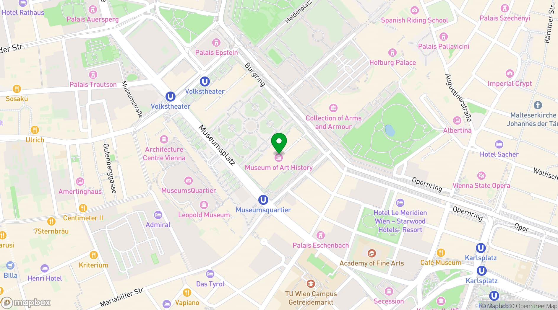 Map showing Kunsthistorisches Museum