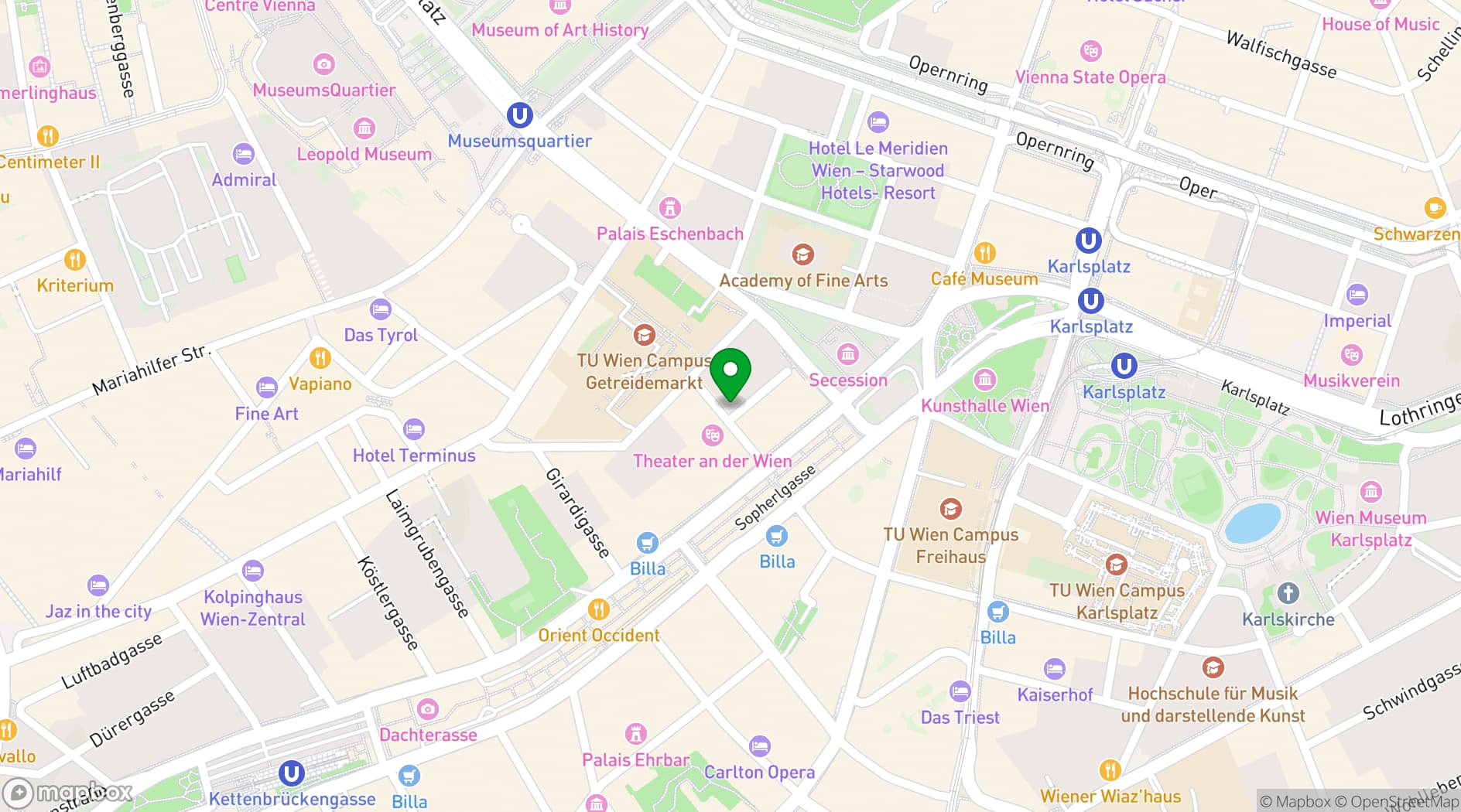 Map showing Hotel Beethoven