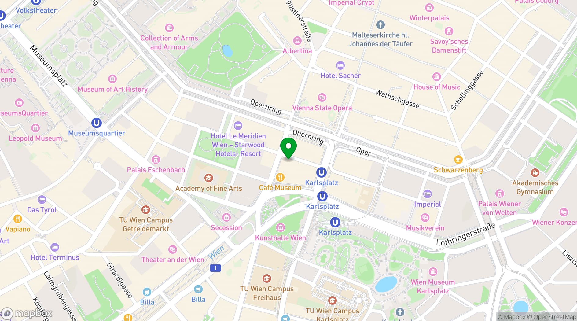 Map showing Vienna State Opera