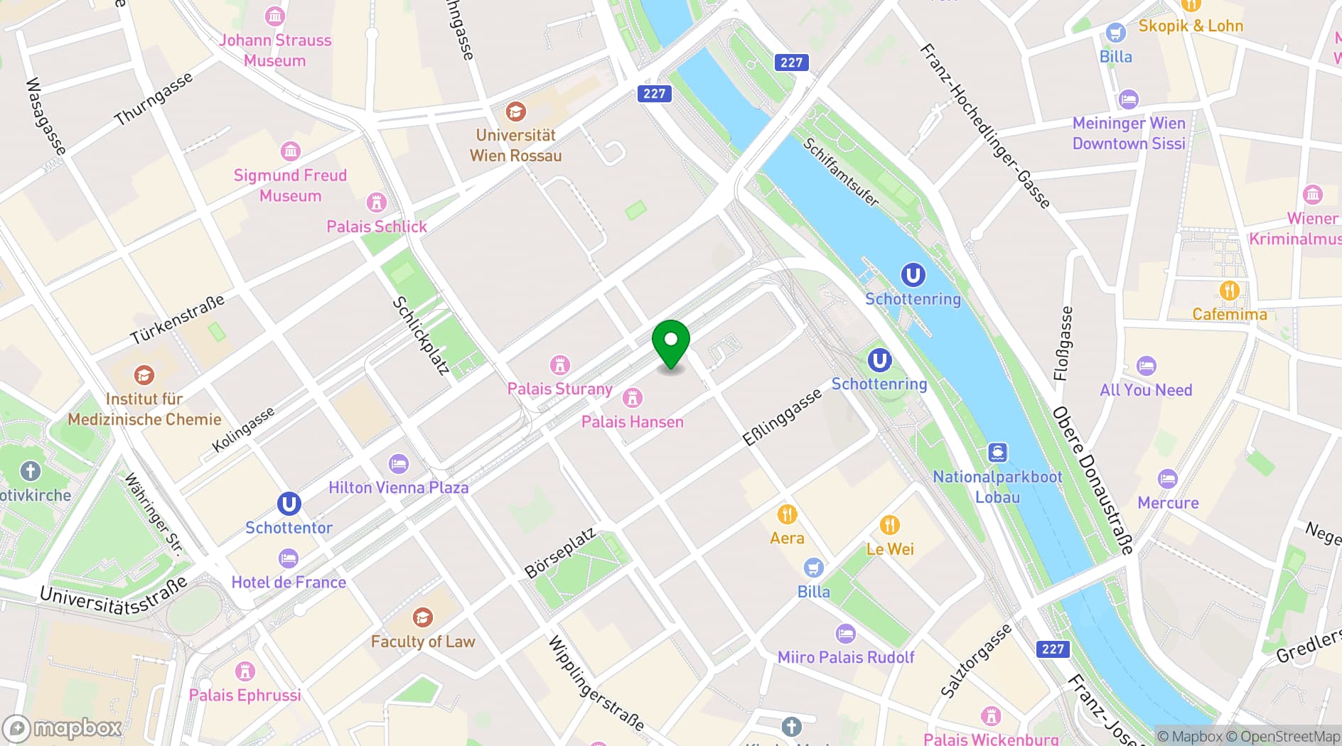 Map showing Palais Hansen Kempinski Vienna