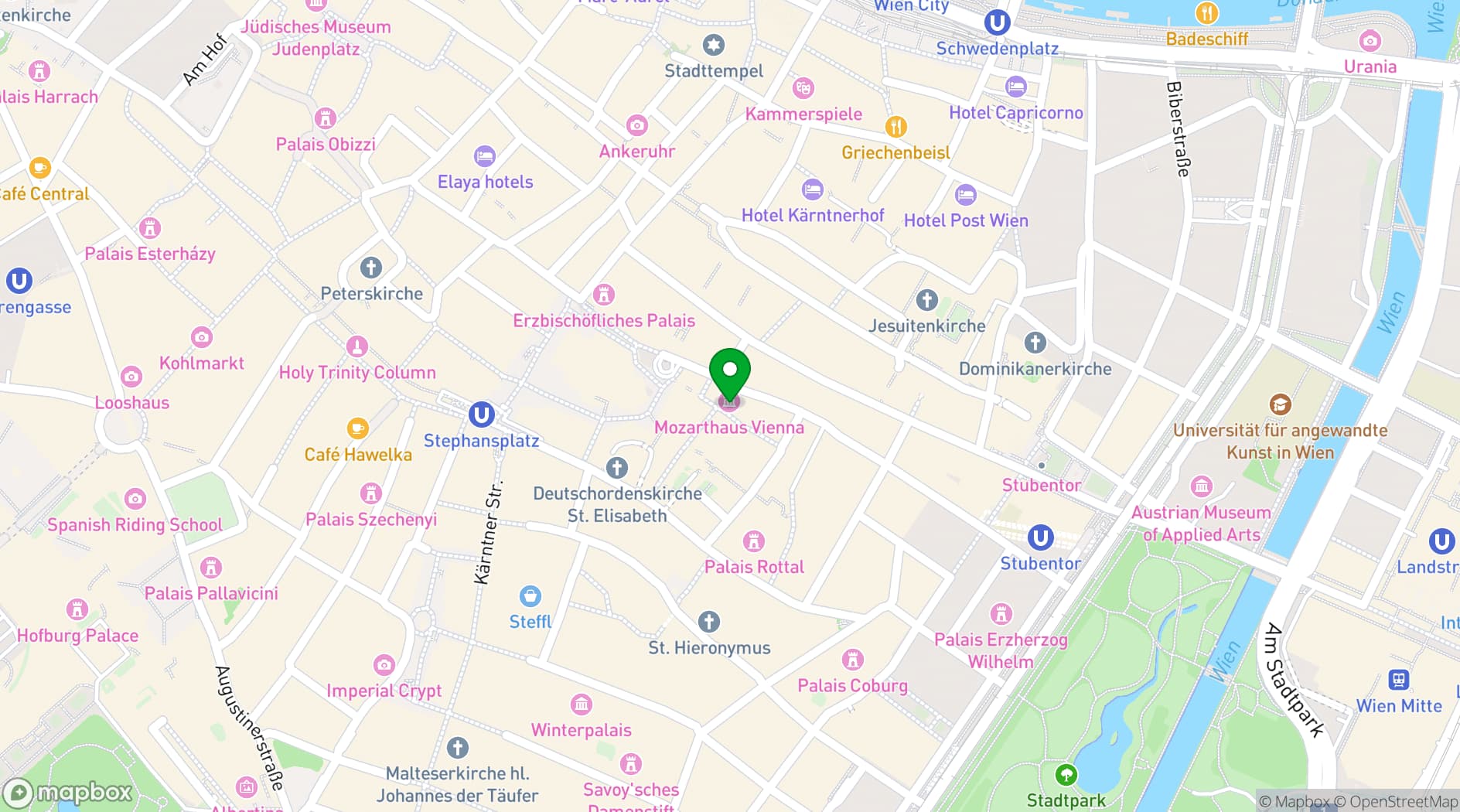 Map showing Mozarthaus Vienna
