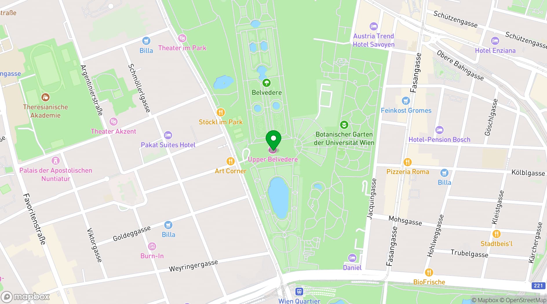 Map showing Belvedere