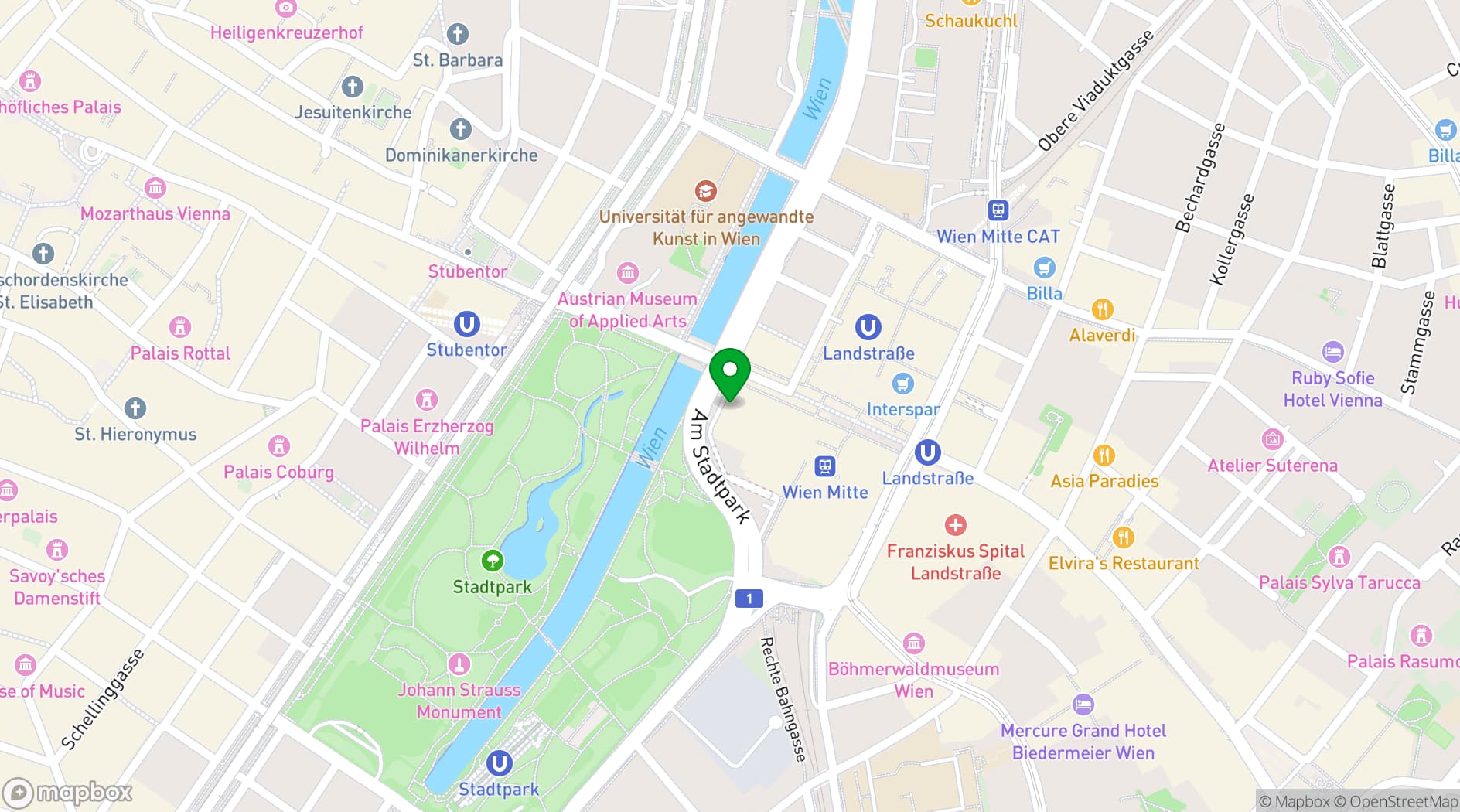 Map showing Hilton Vienna Park