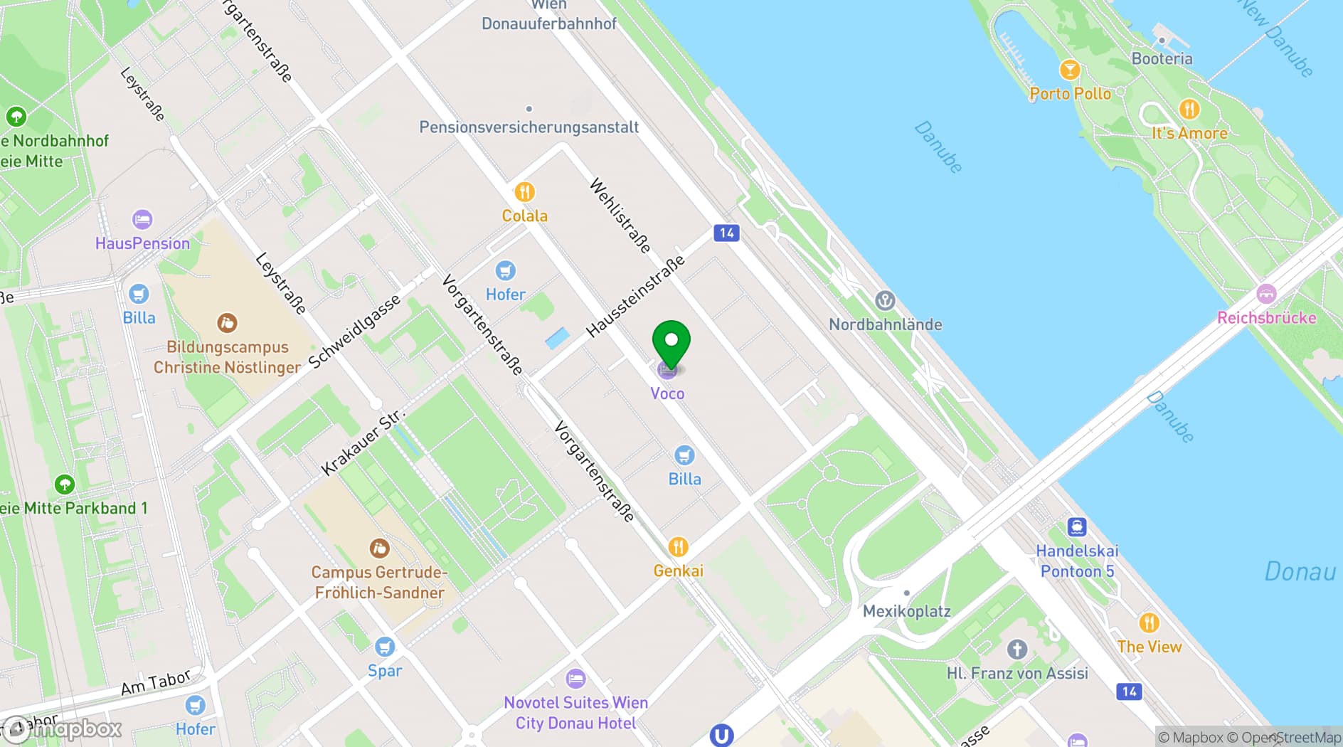 Map showing voco Vienna Prater