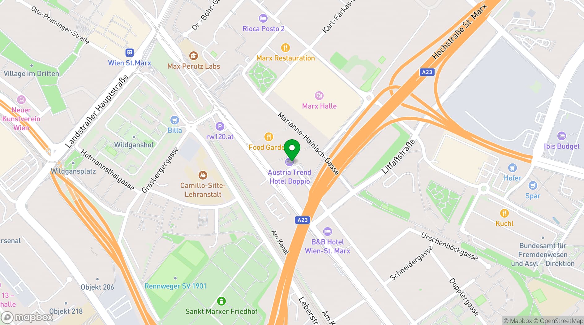 Map showing Hotel Doppio