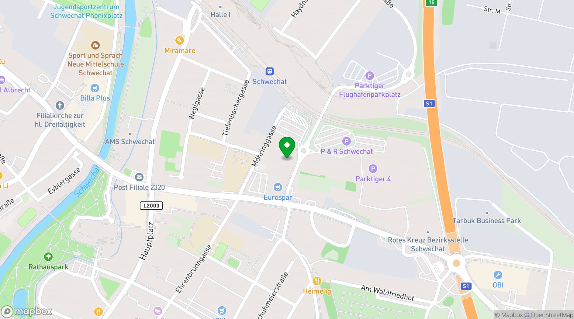 Map showing Multiversum Schwechat