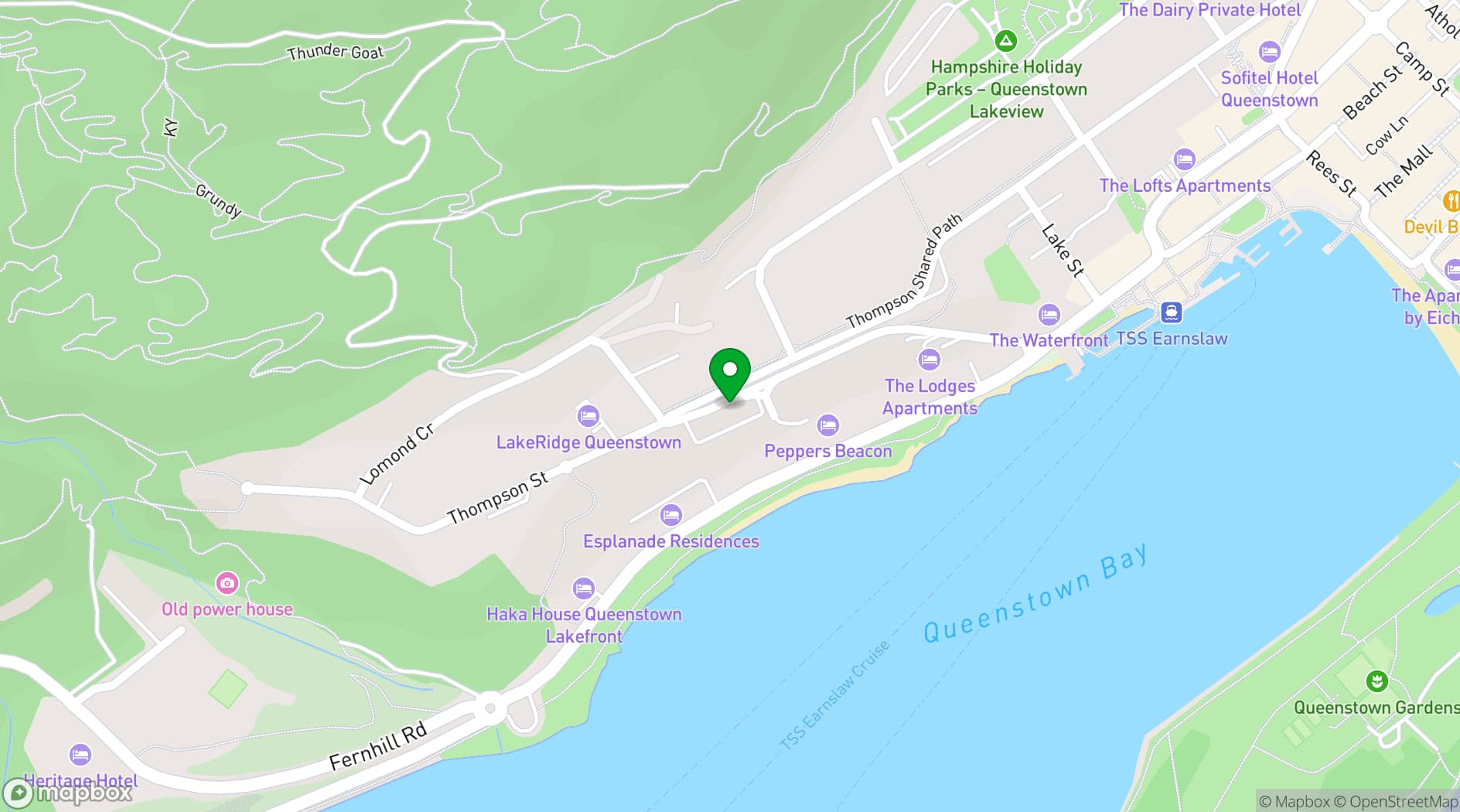 Map showing QT Queenstown