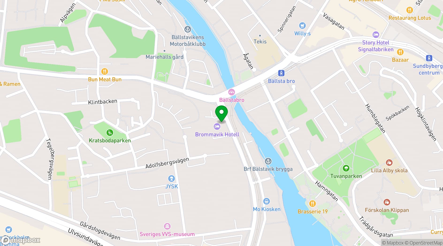 Map showing Brommavik Hotel