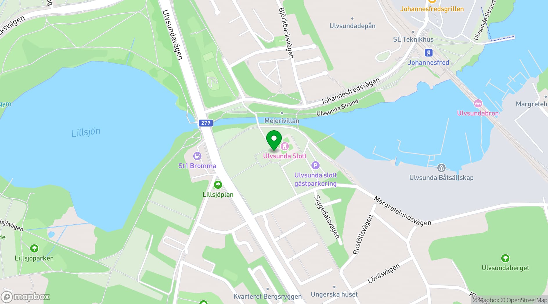 Map showing Ulfsunda Slott