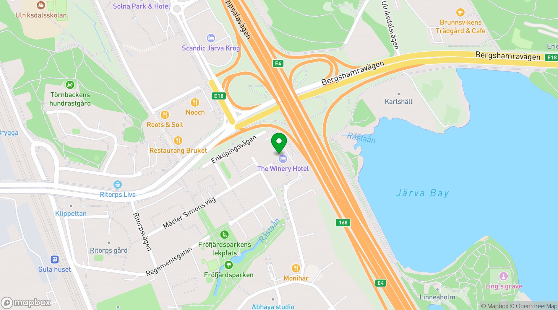 Map showing The Winery Hotel