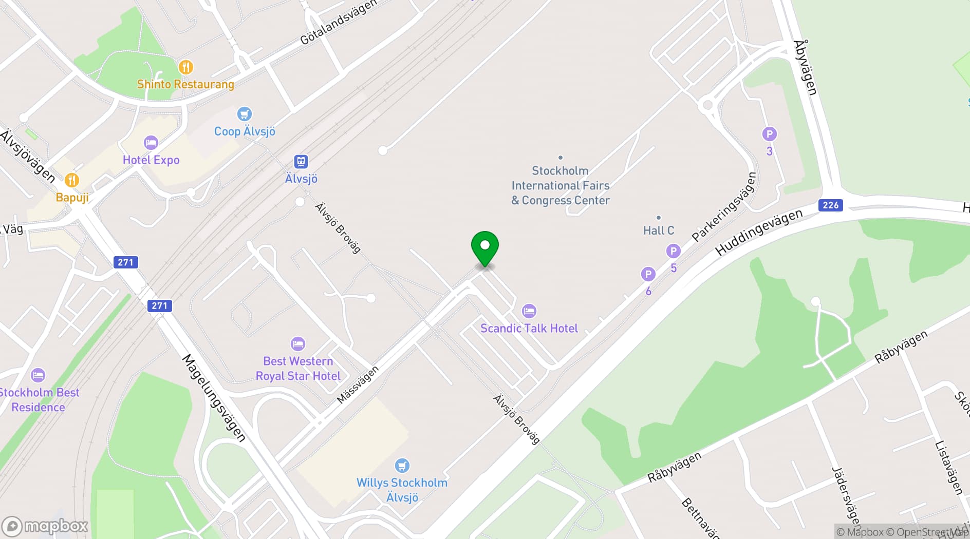 Map showing Stockholmsmässan