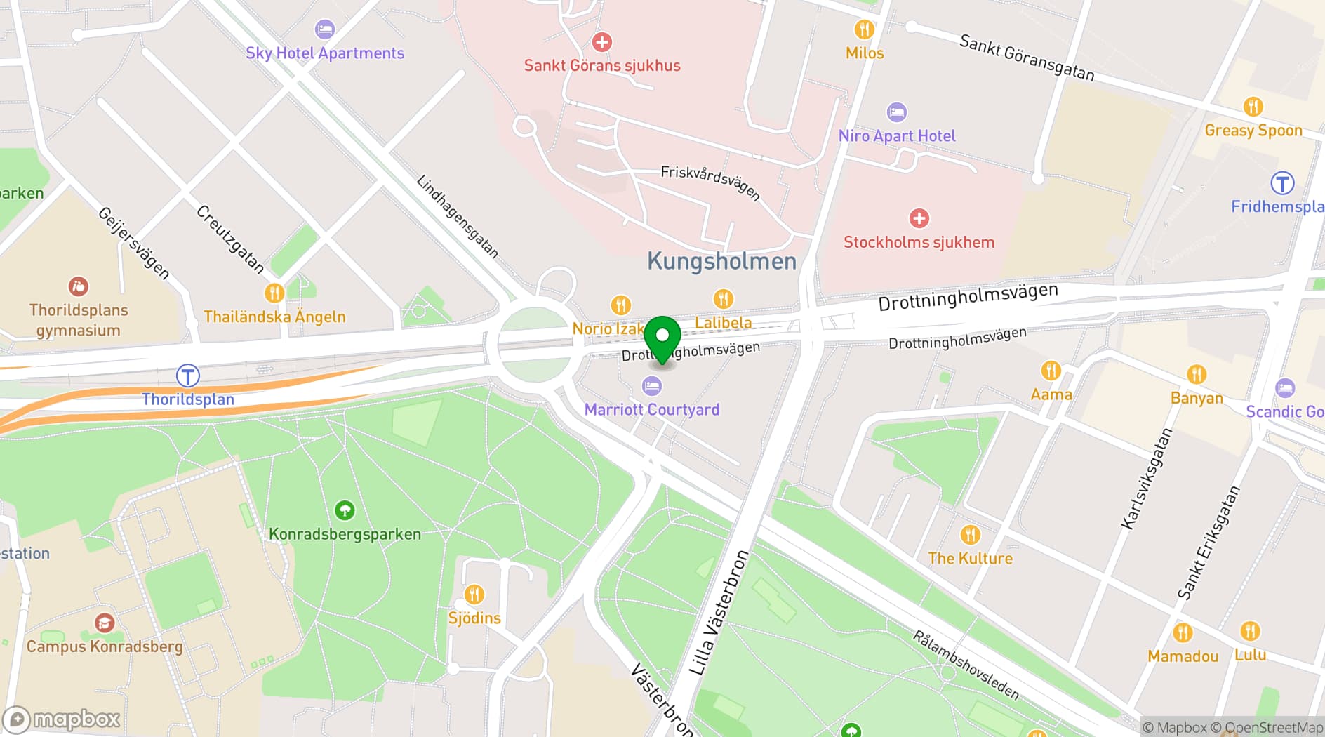 Map showing Courtyard by Marriott Stockholm