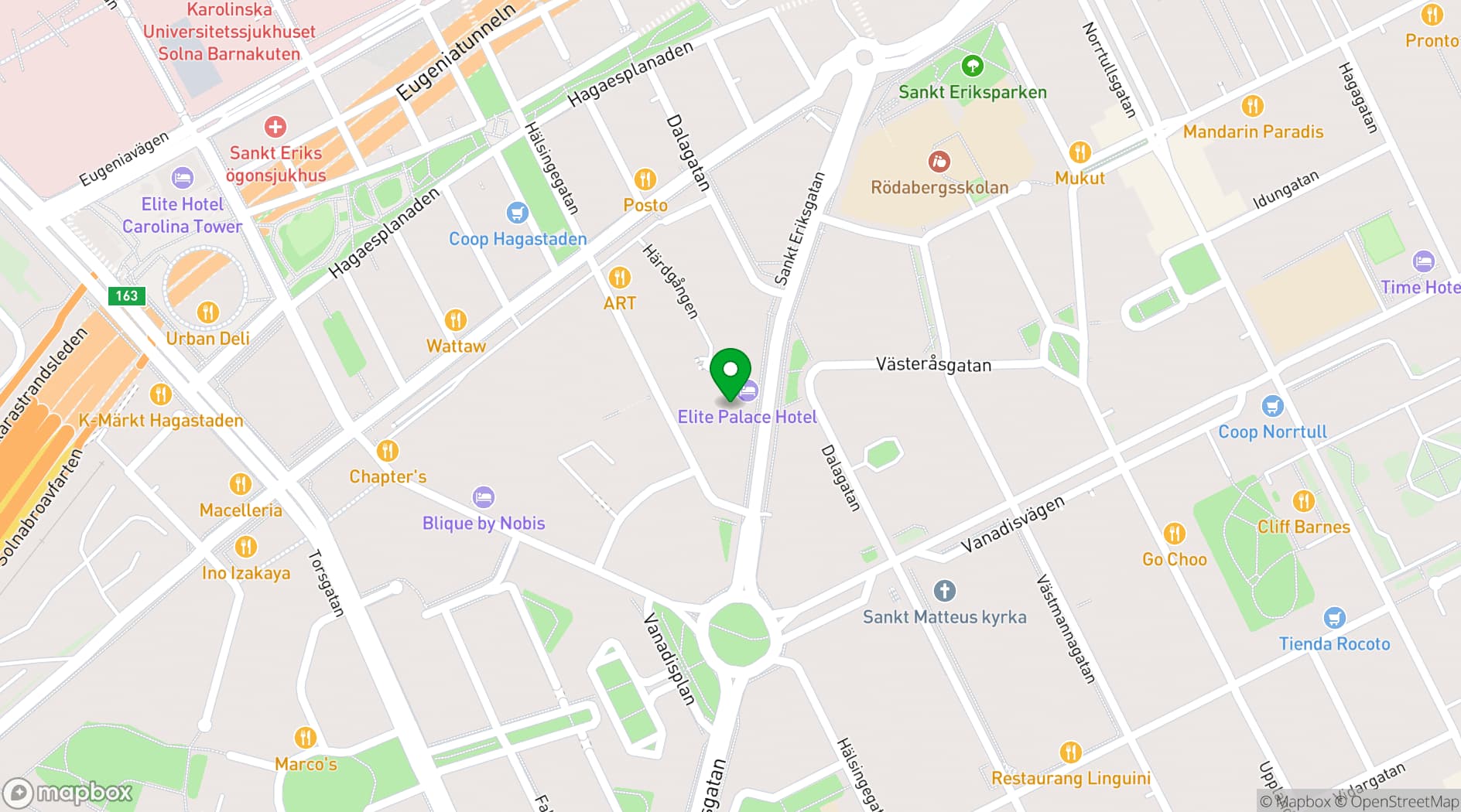 Map showing Elite Palace Hotel