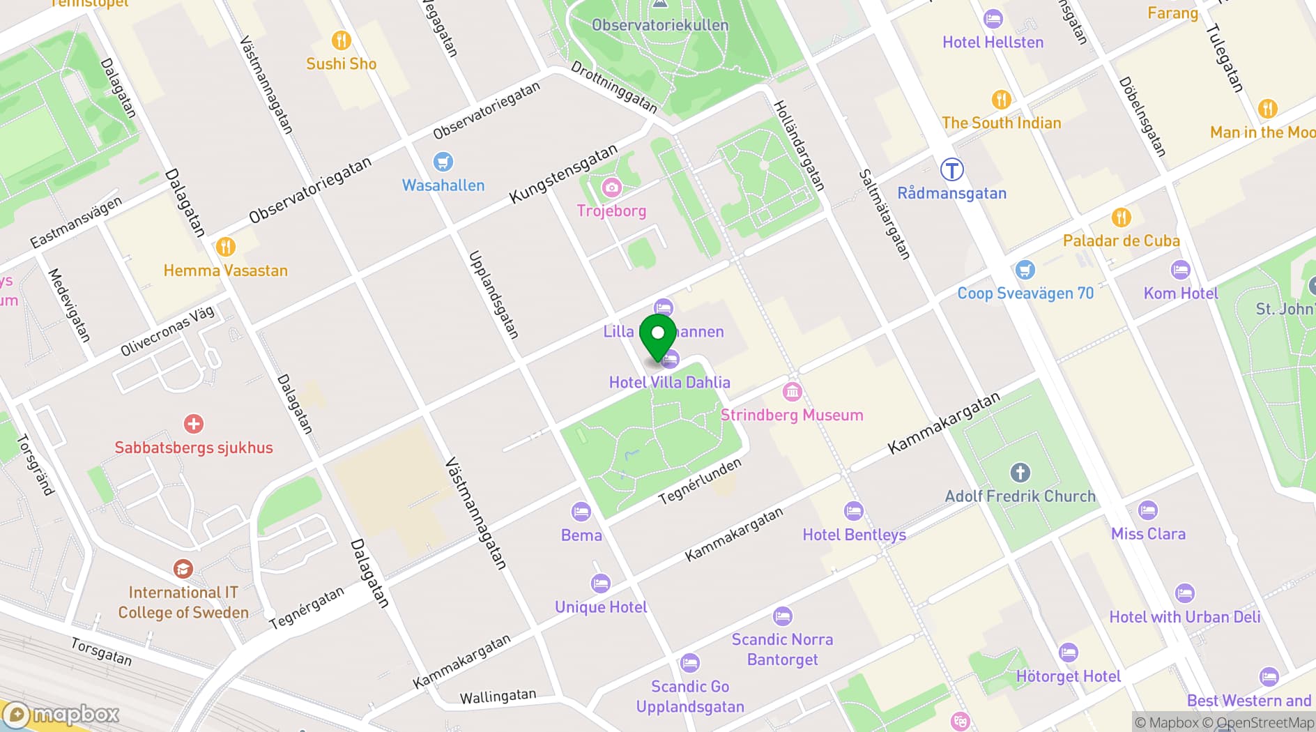 Map showing Villa Dahlia