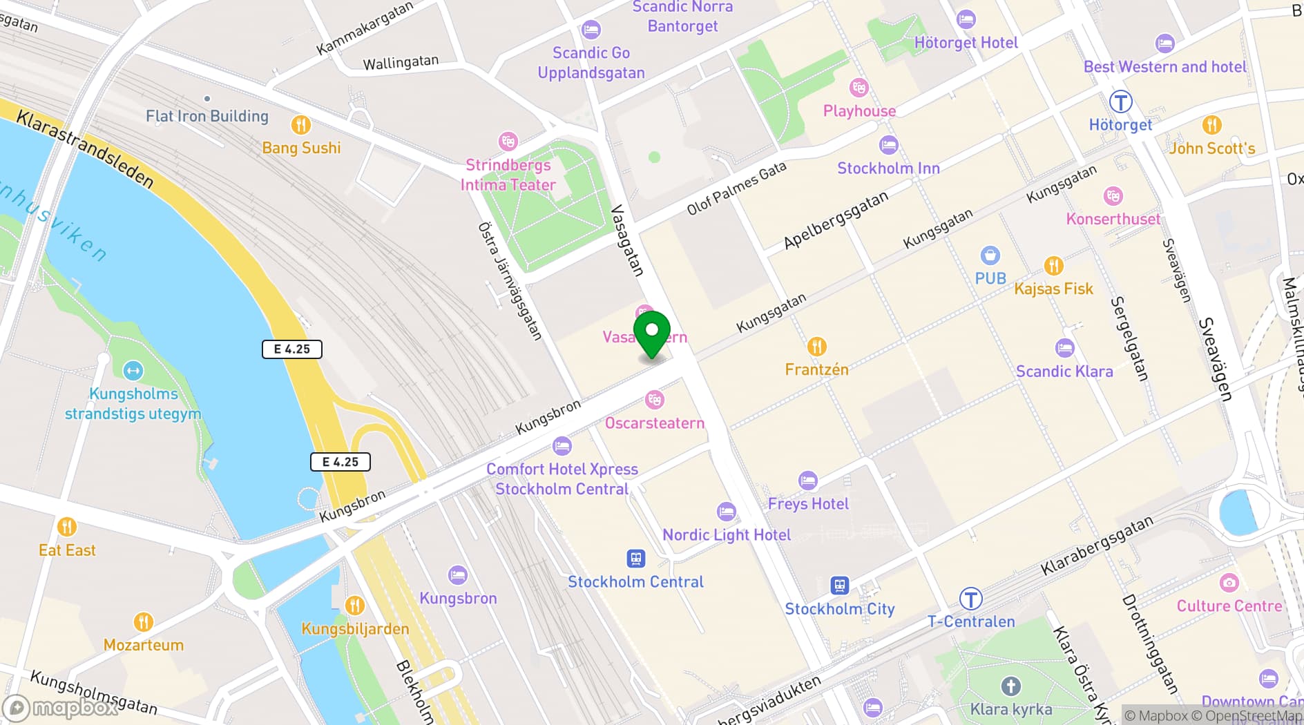 Map showing Scandic Grand Central