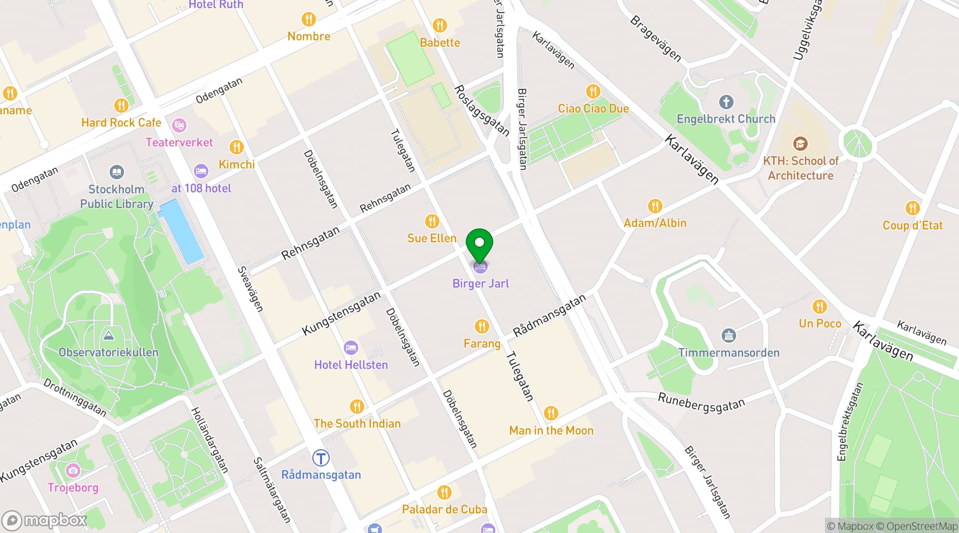 Map showing Hotel Birger Jarl