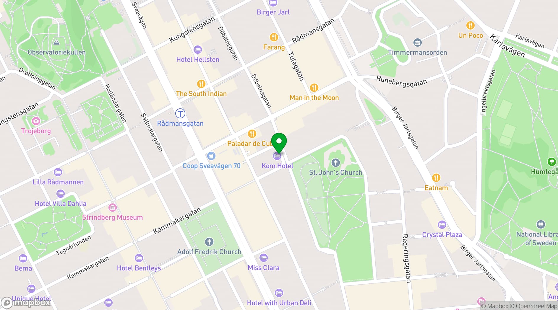 Map showing Best Western Kom Hotel Stockholm