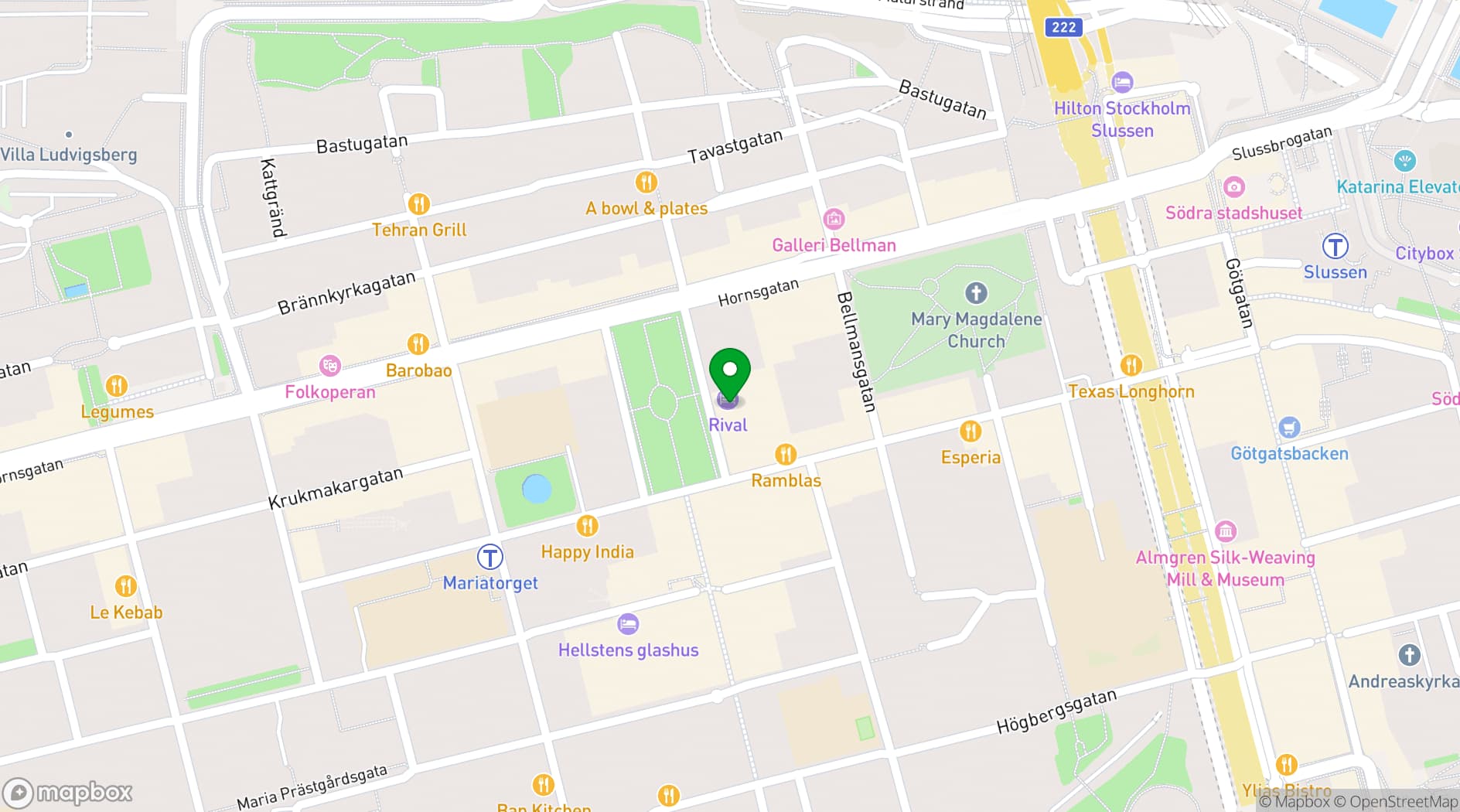 Map showing Hotel Rival