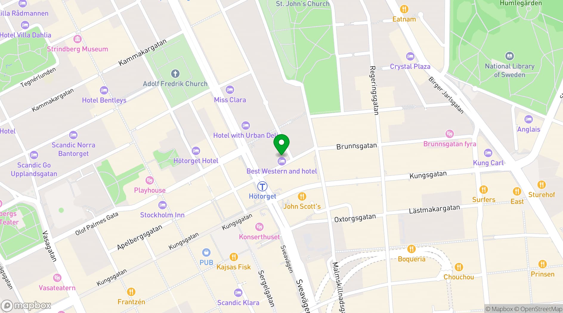 Map showing Best Western Hotels