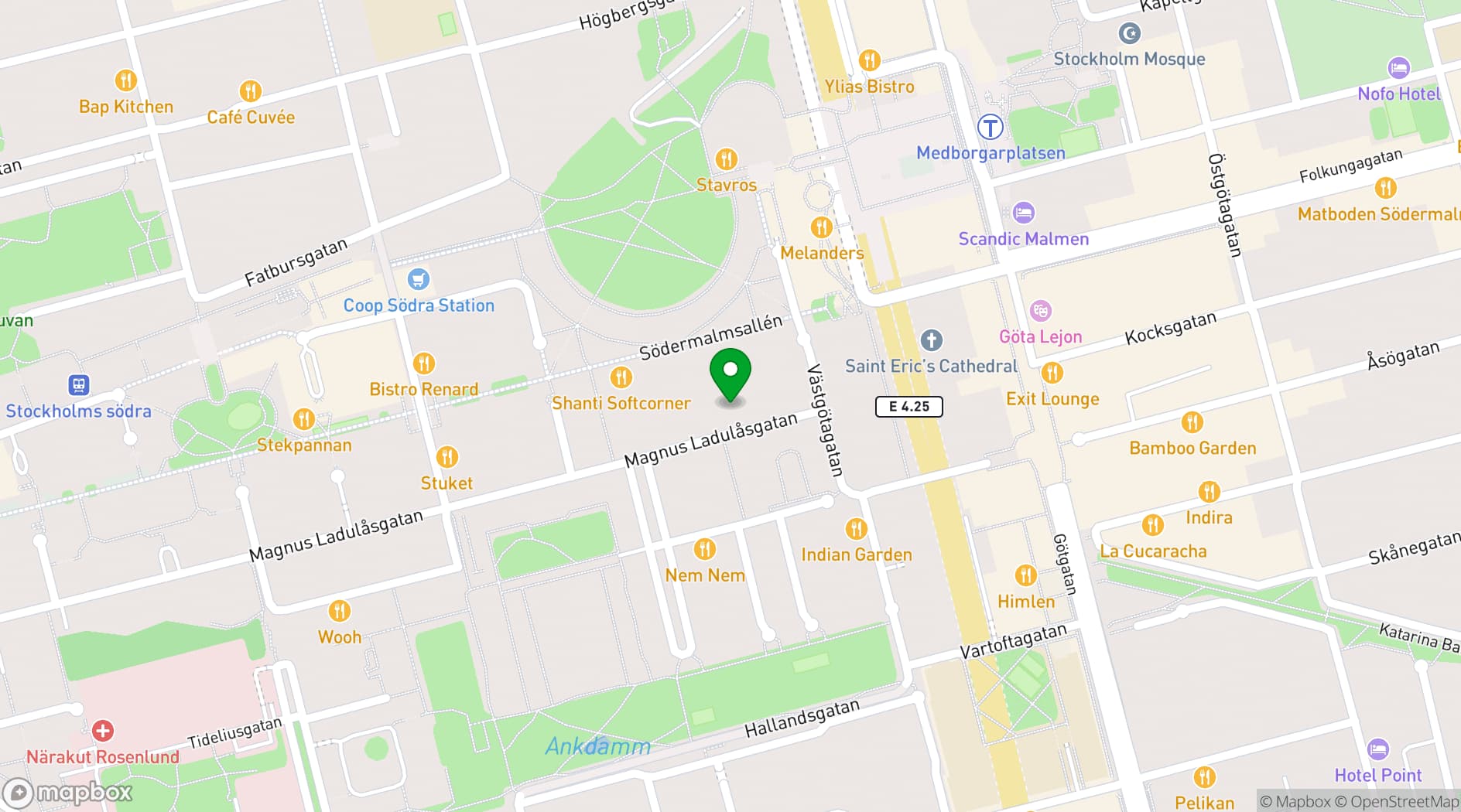 Map showing Chambre Champagne Stockholm