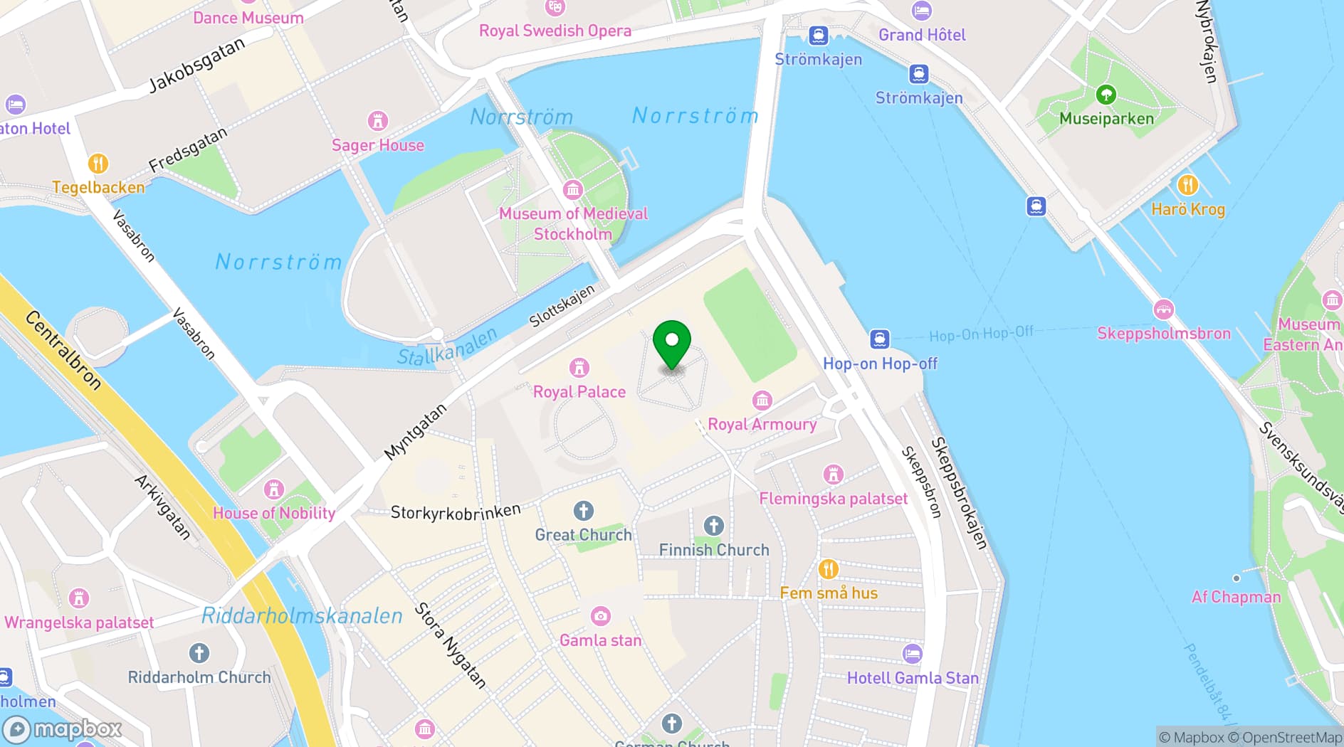 Map showing Kungliga Slottet