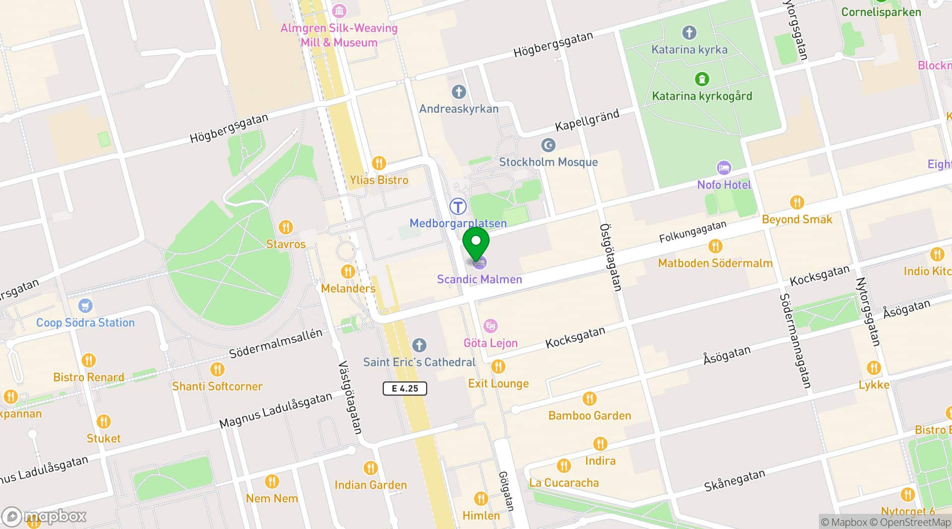 Map showing Scandic Malmen