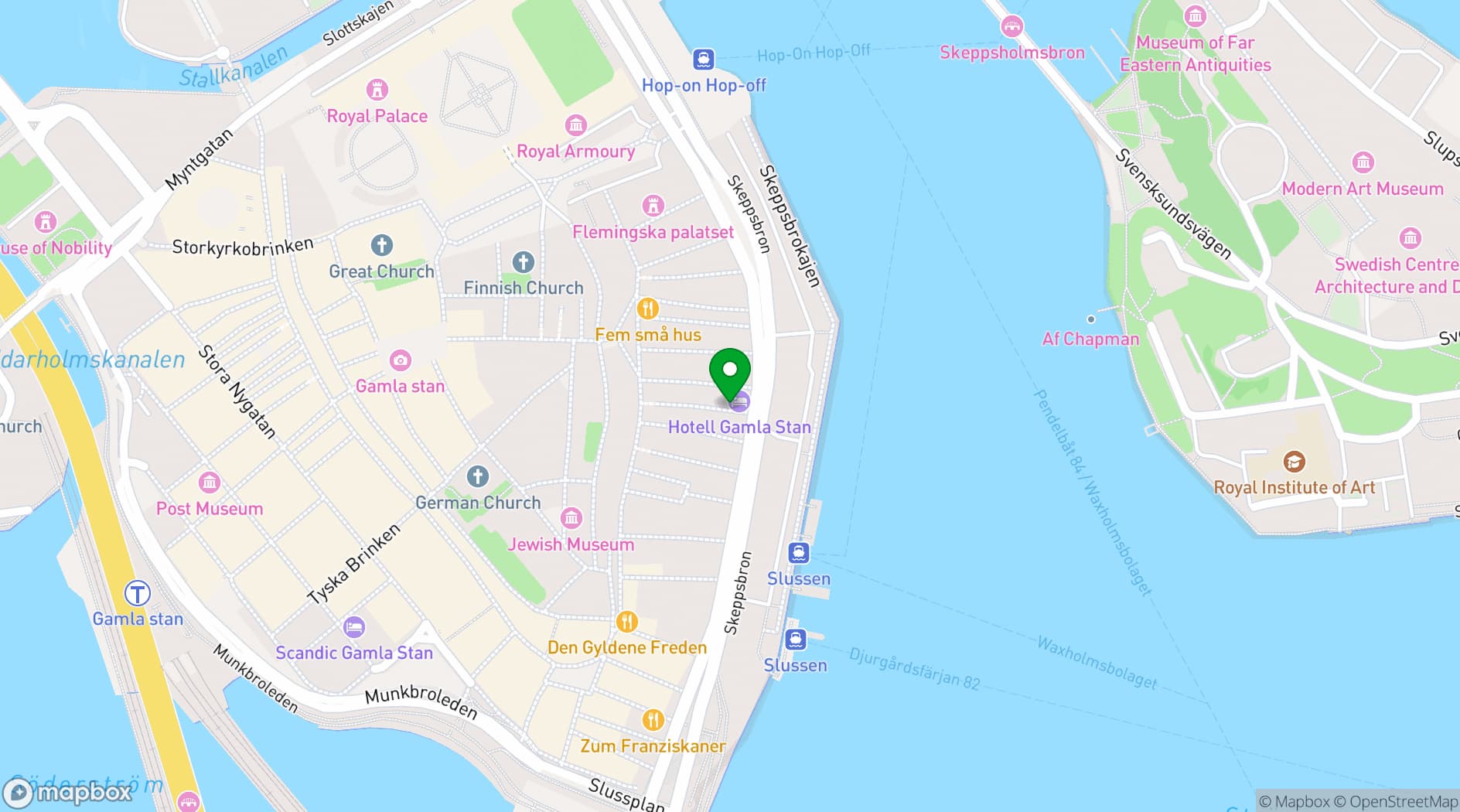 Map showing Hotel Gamla Stan, BW Signature Collection Stockholm