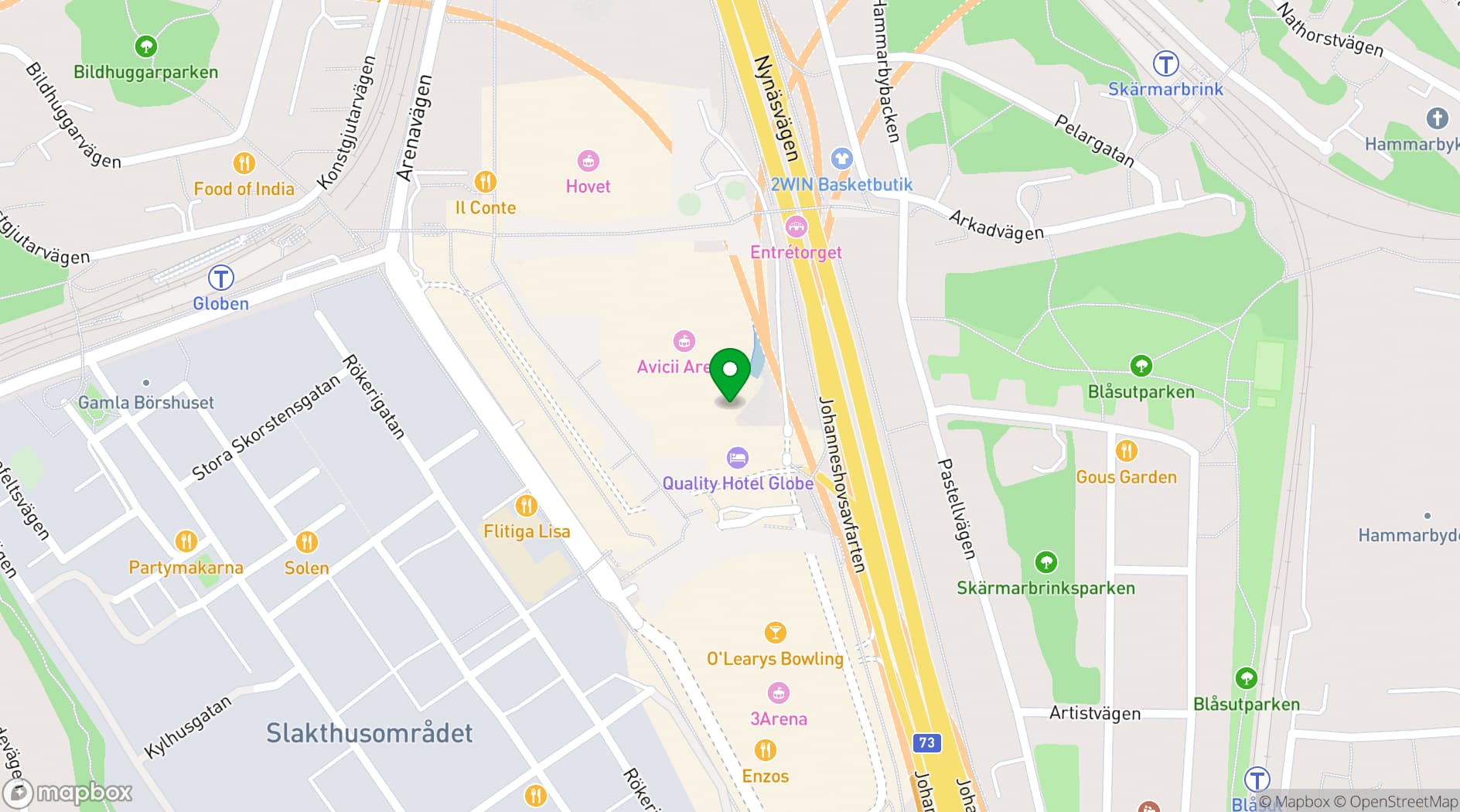 Map showing Hovet Arena