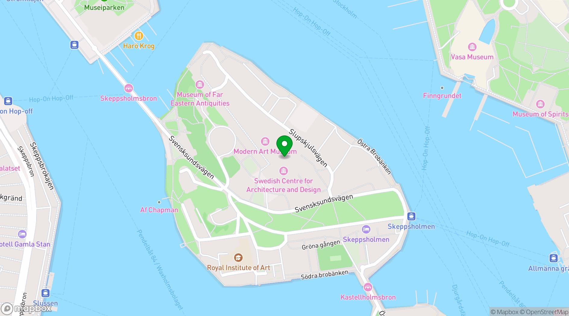 Map showing Moderna Museet