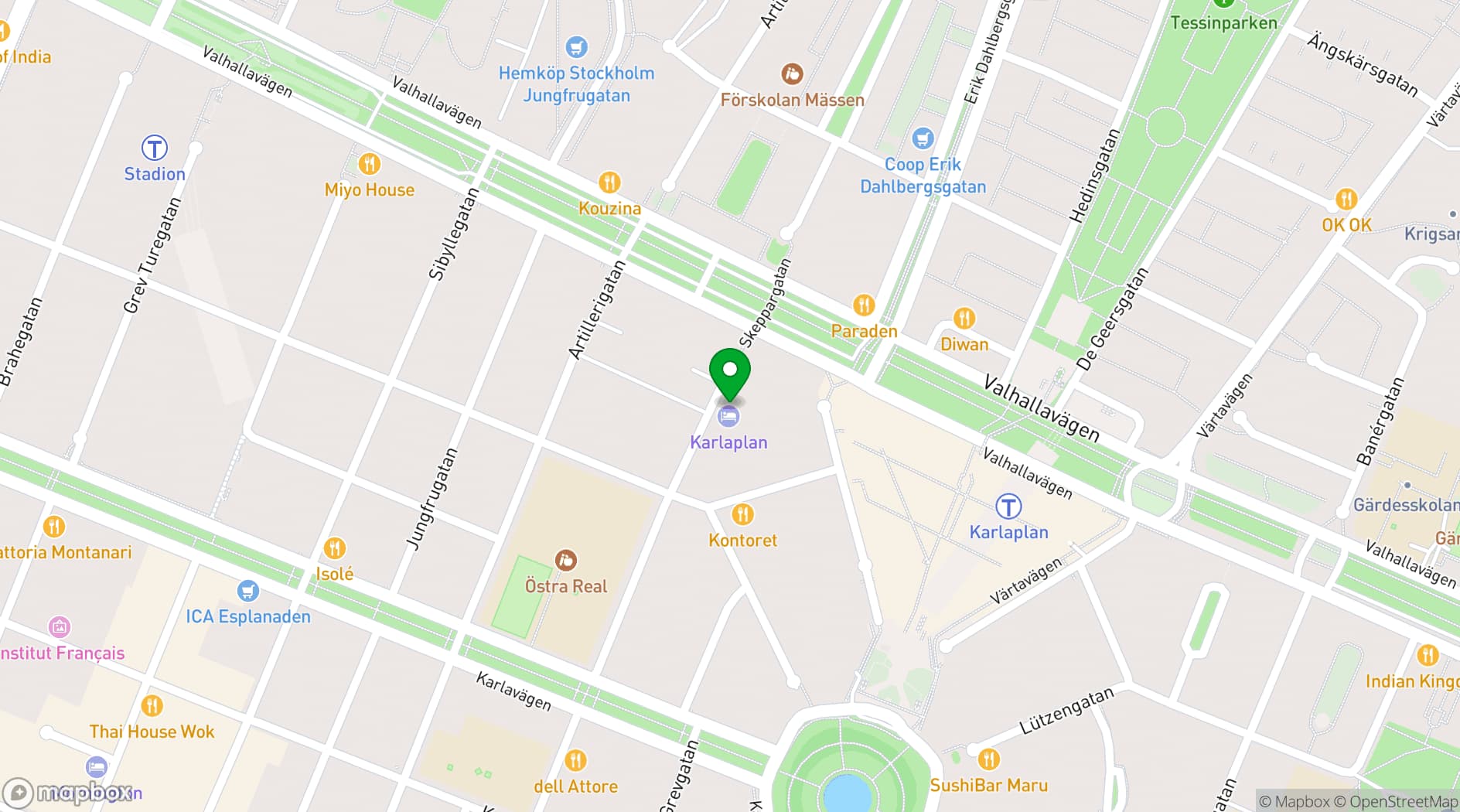 Map showing Best Western Hotel Karlaplan
