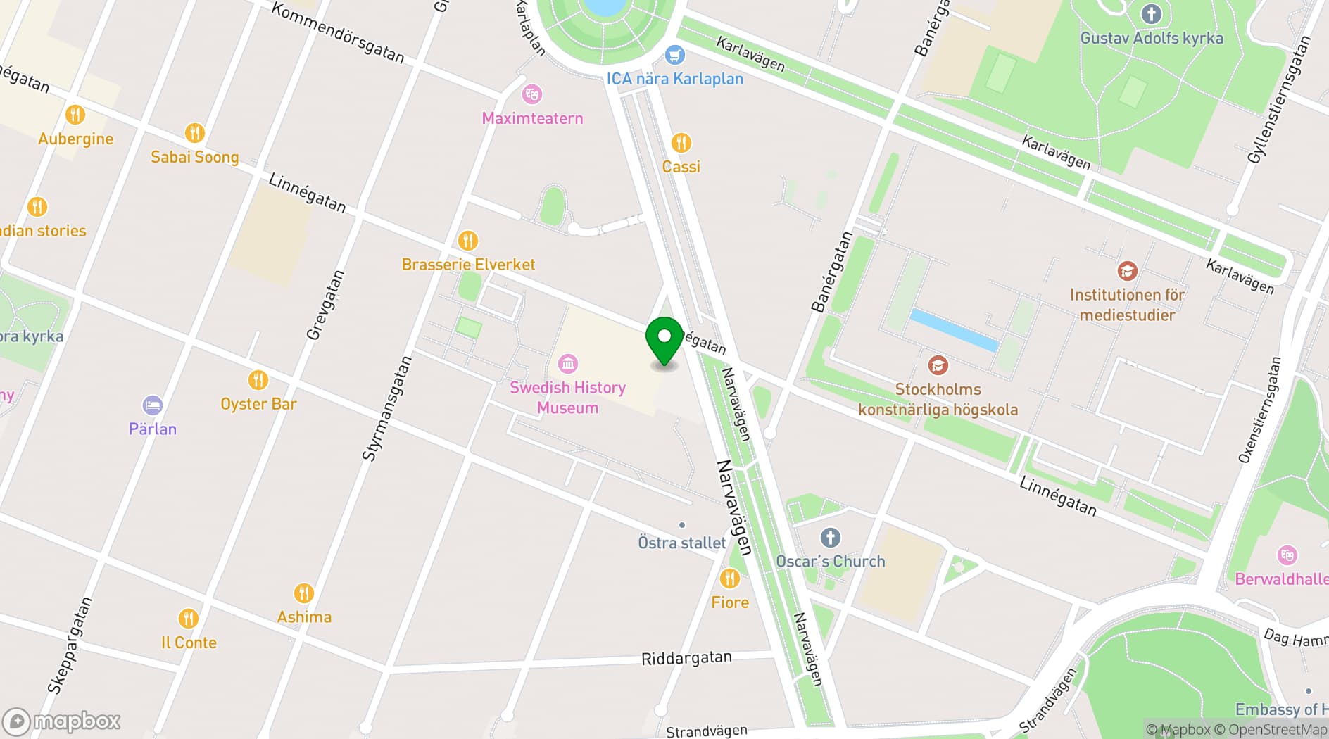Map showing Swedish History Museum