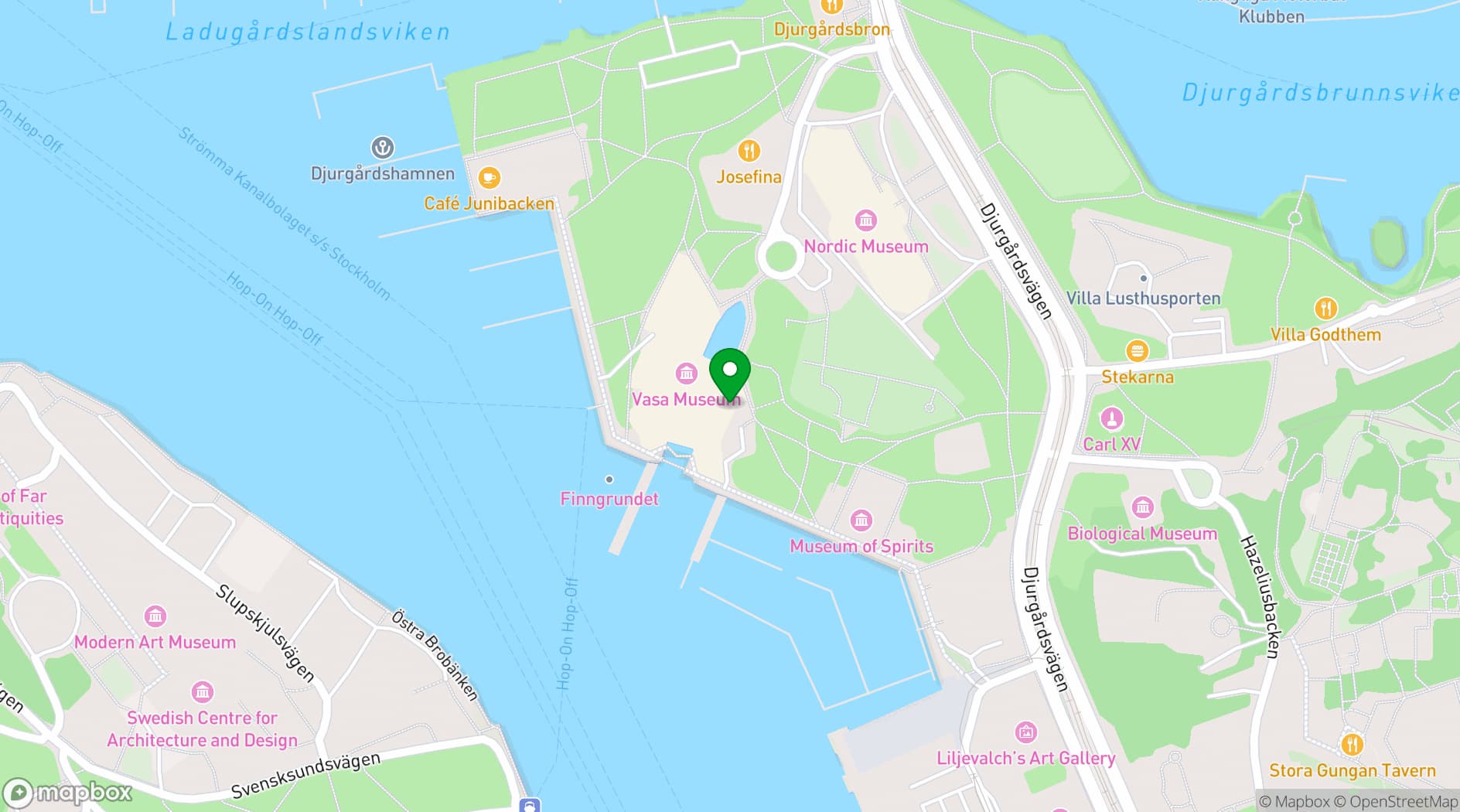 Map showing Vasamuseets Restaurang