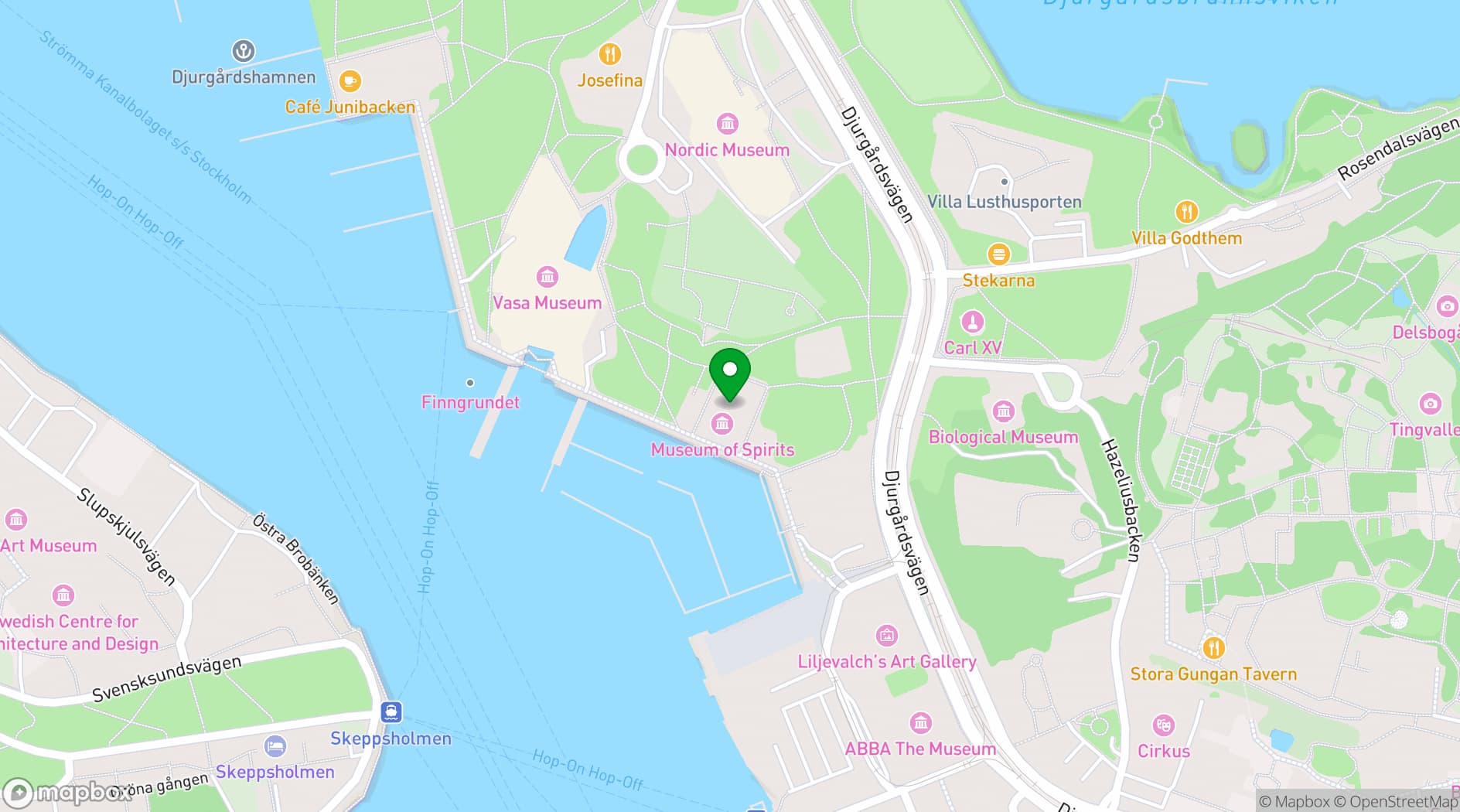 Map showing Spritmuseum