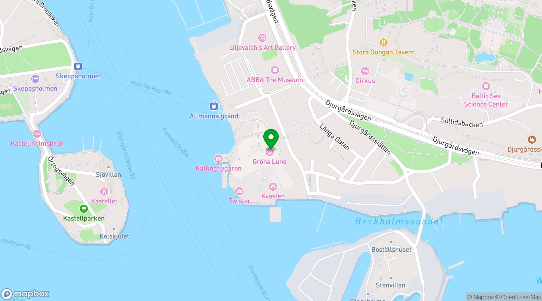 Map showing Gröna Lund