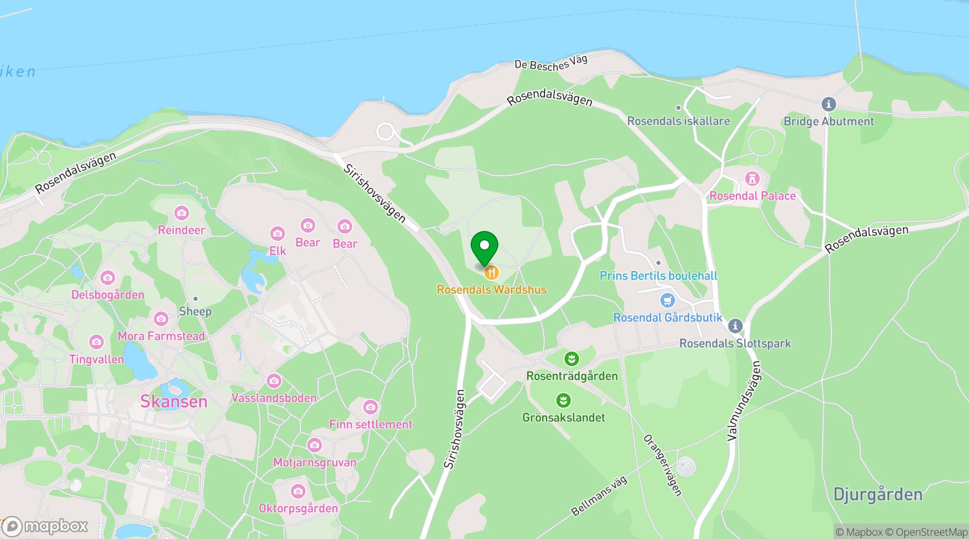 Map showing Rosendals Wärdshus