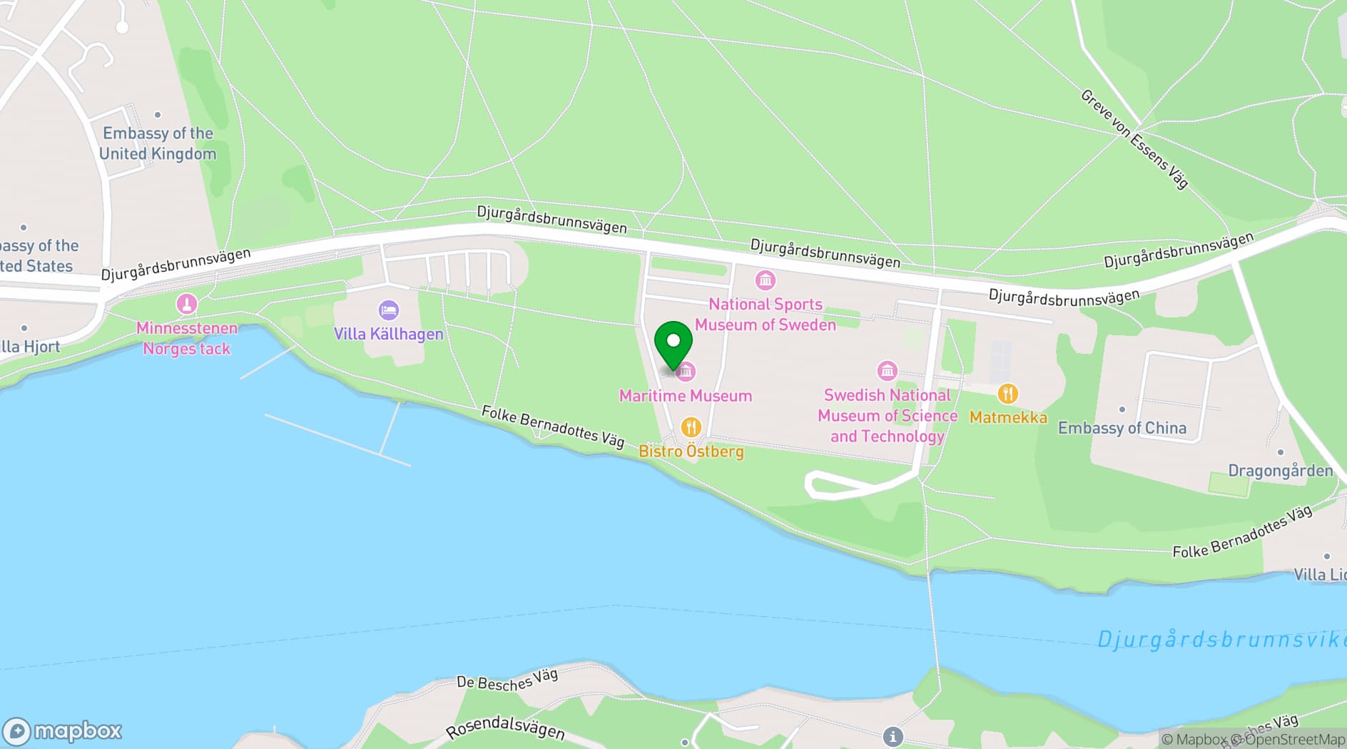 Map showing Sjöhistoriska Museet