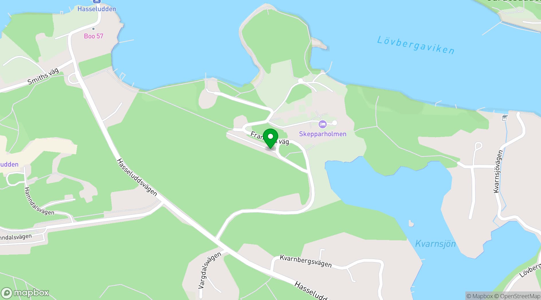 Map showing Skepparholmen Nacka
