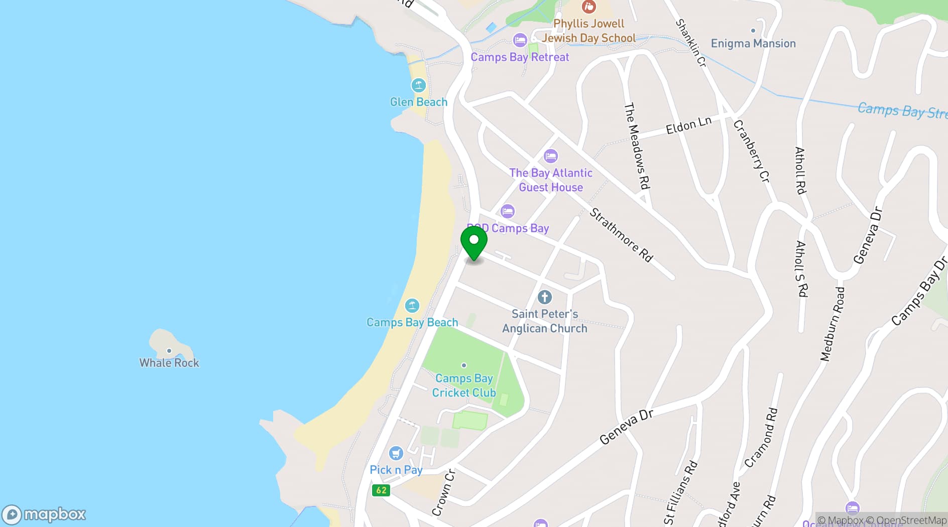 Map showing The Bay Hotel