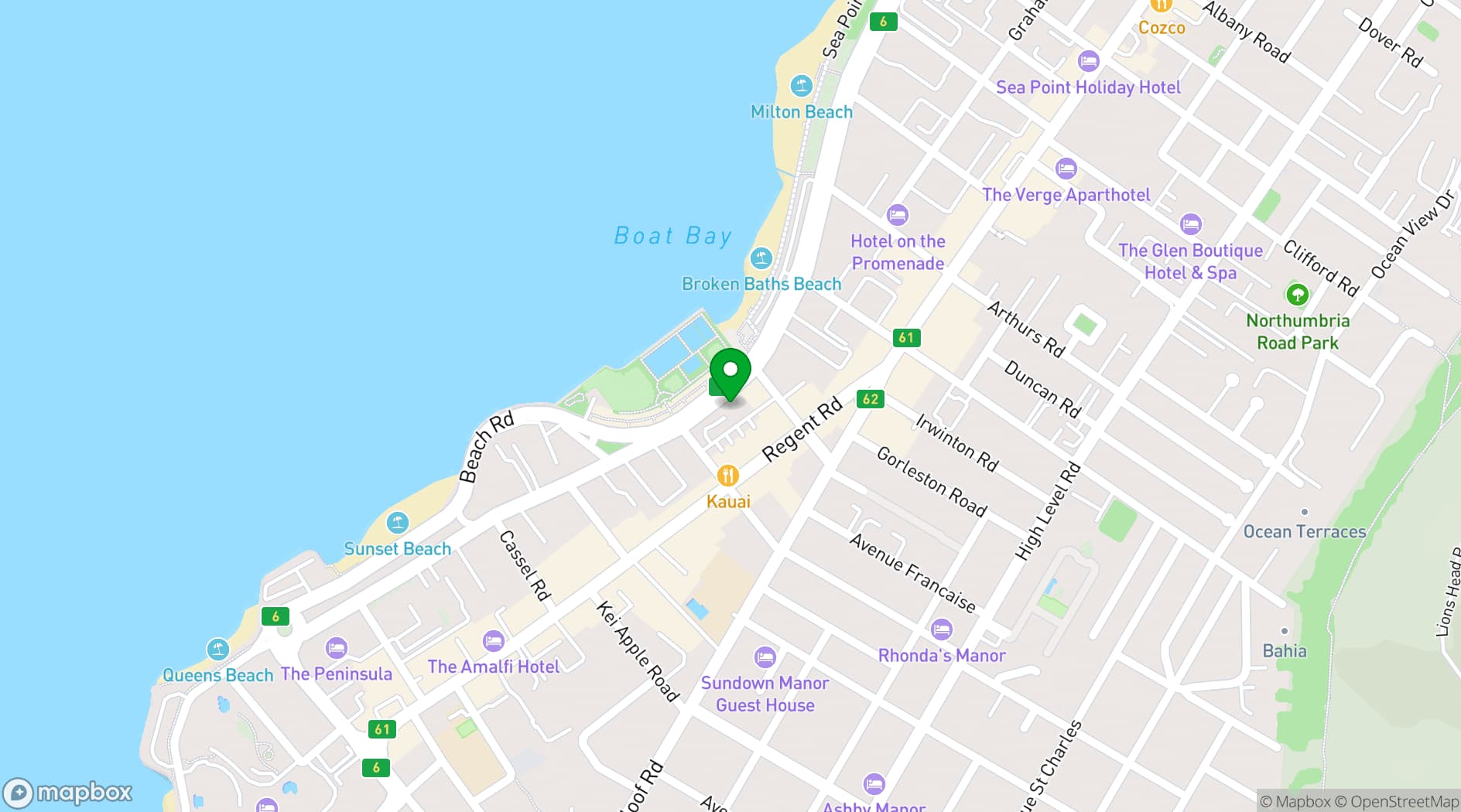 Map showing La Perla Restaurant Cape Town