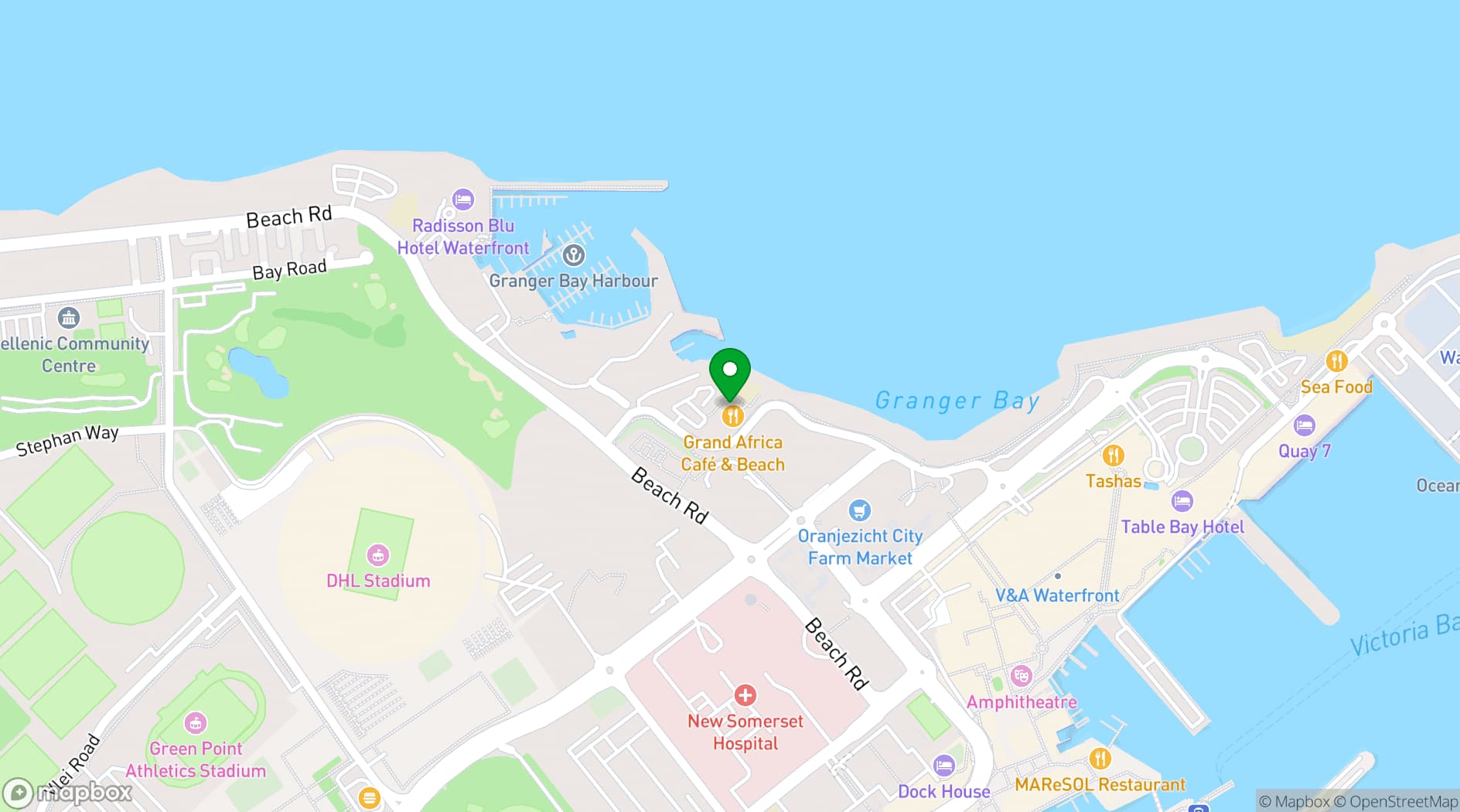 Map showing Grand Africa Café & Beach