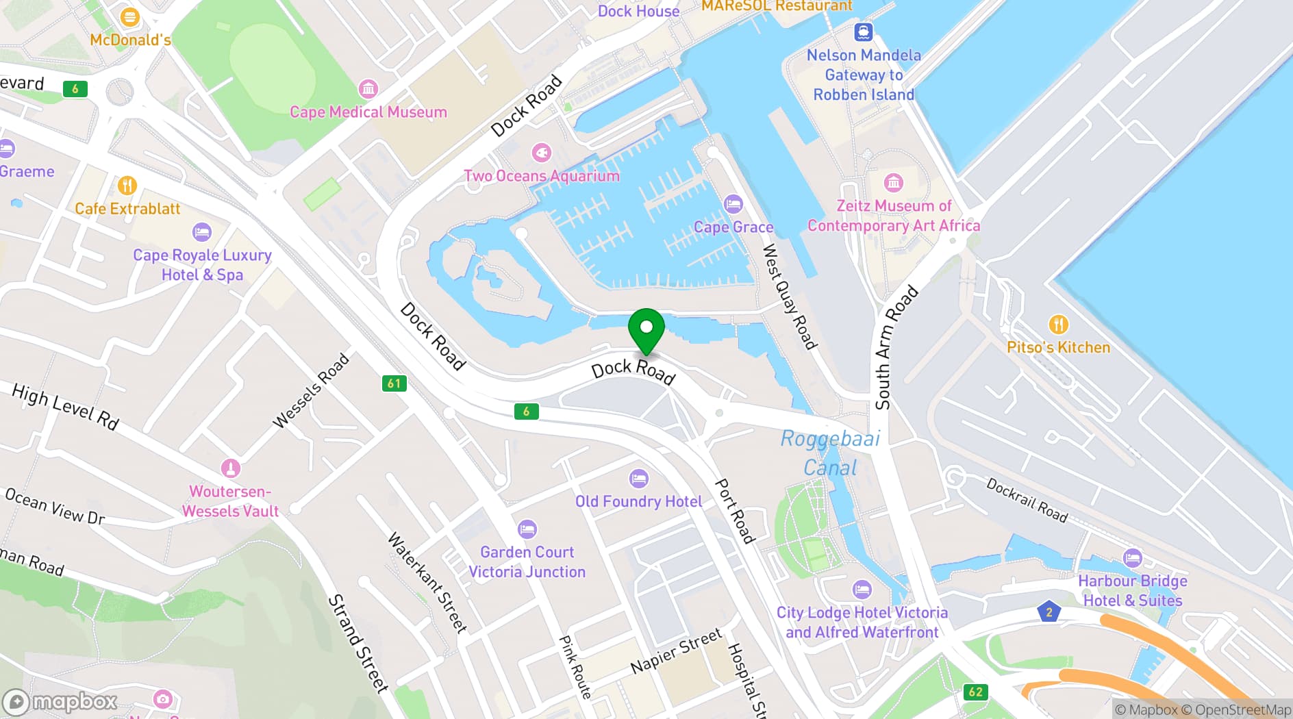 Map showing Two Oceans Aquarium