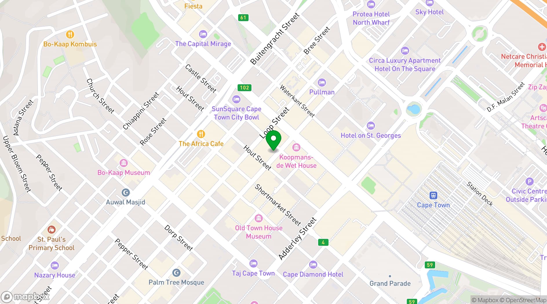 Map showing The Grand Daddy Boutique Hotel